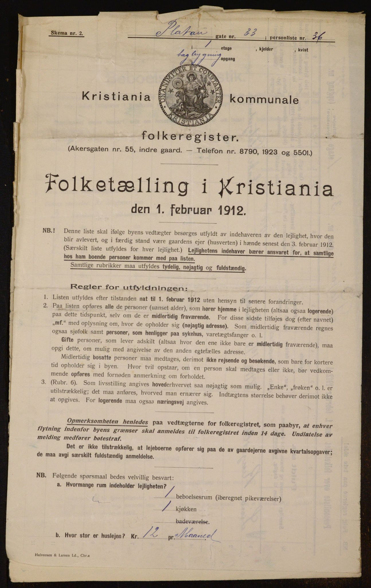 OBA, Municipal Census 1912 for Kristiania, 1912, p. 81376