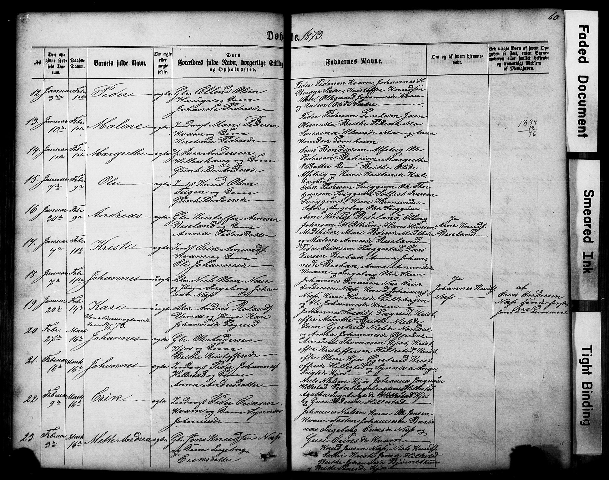 Hafslo sokneprestembete, SAB/A-80301/H/Hab/Haba/L0001: Parish register (copy) no. A 1, 1866-1908, p. 60