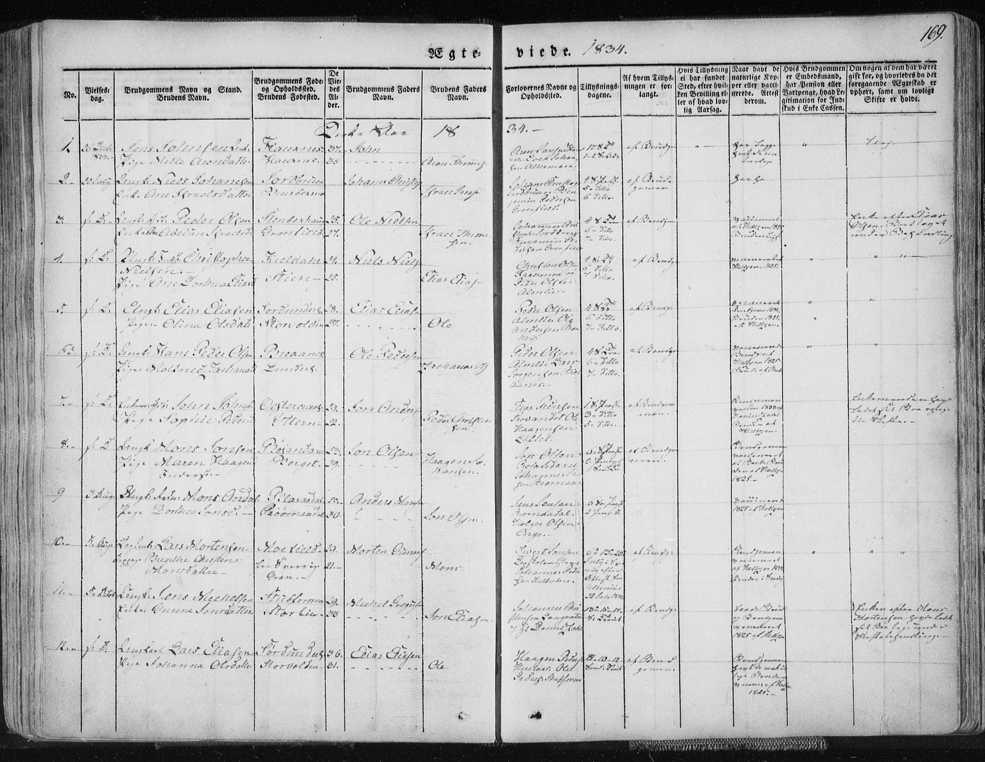 Ministerialprotokoller, klokkerbøker og fødselsregistre - Nordland, AV/SAT-A-1459/827/L0390: Parish register (official) no. 827A02, 1826-1841, p. 169