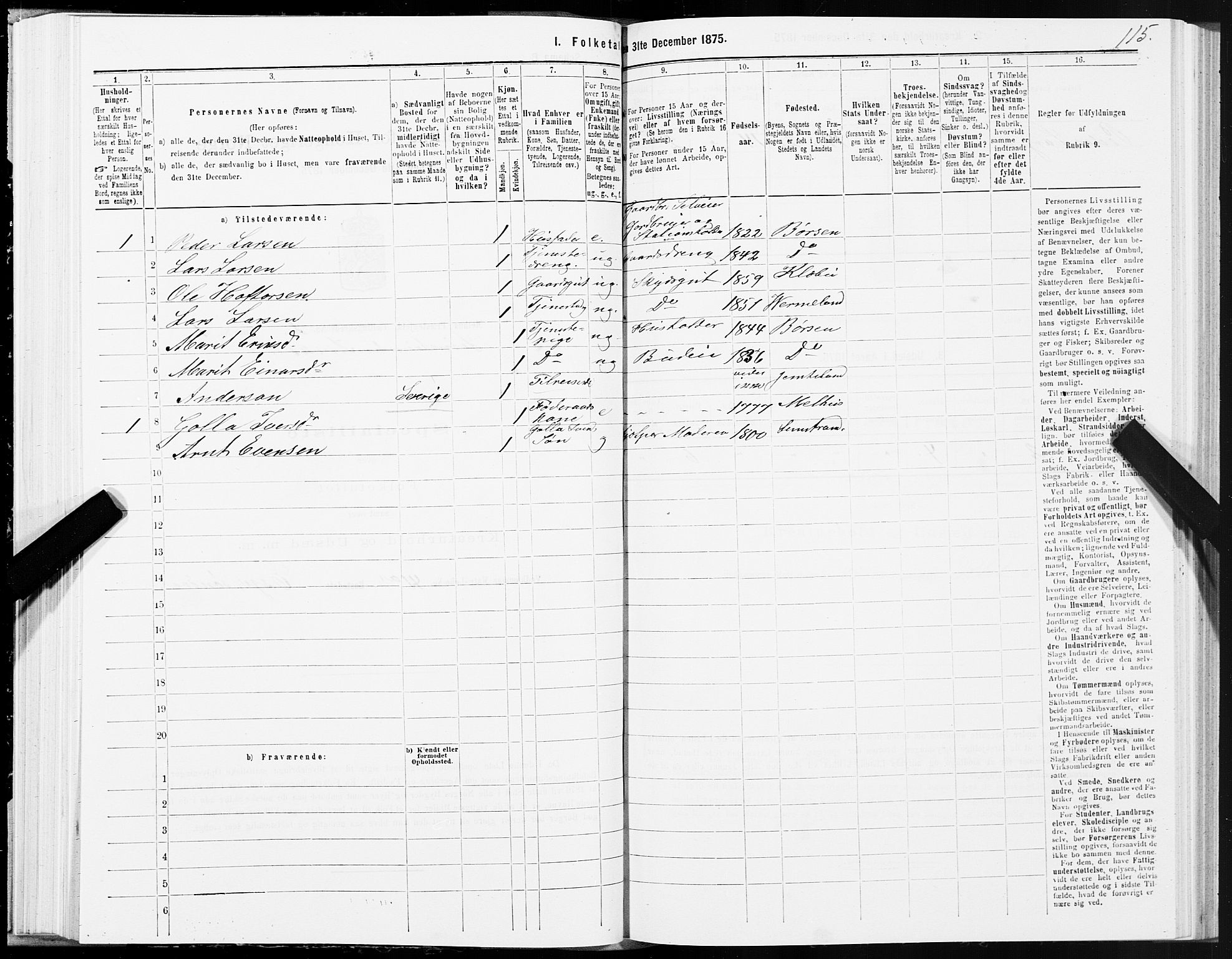 SAT, 1875 census for 1653P Melhus, 1875, p. 8115