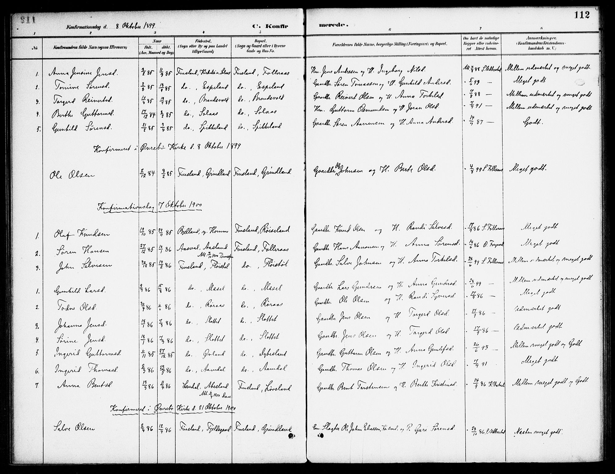 Bjelland sokneprestkontor, SAK/1111-0005/F/Fa/Fab/L0004: Parish register (official) no. A 4, 1887-1920, p. 112