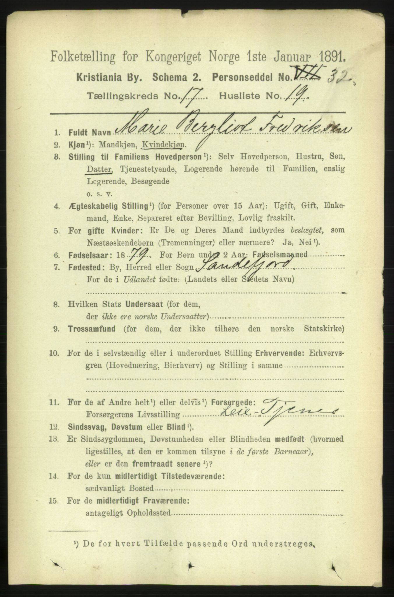 RA, 1891 census for 0301 Kristiania, 1891, p. 8539