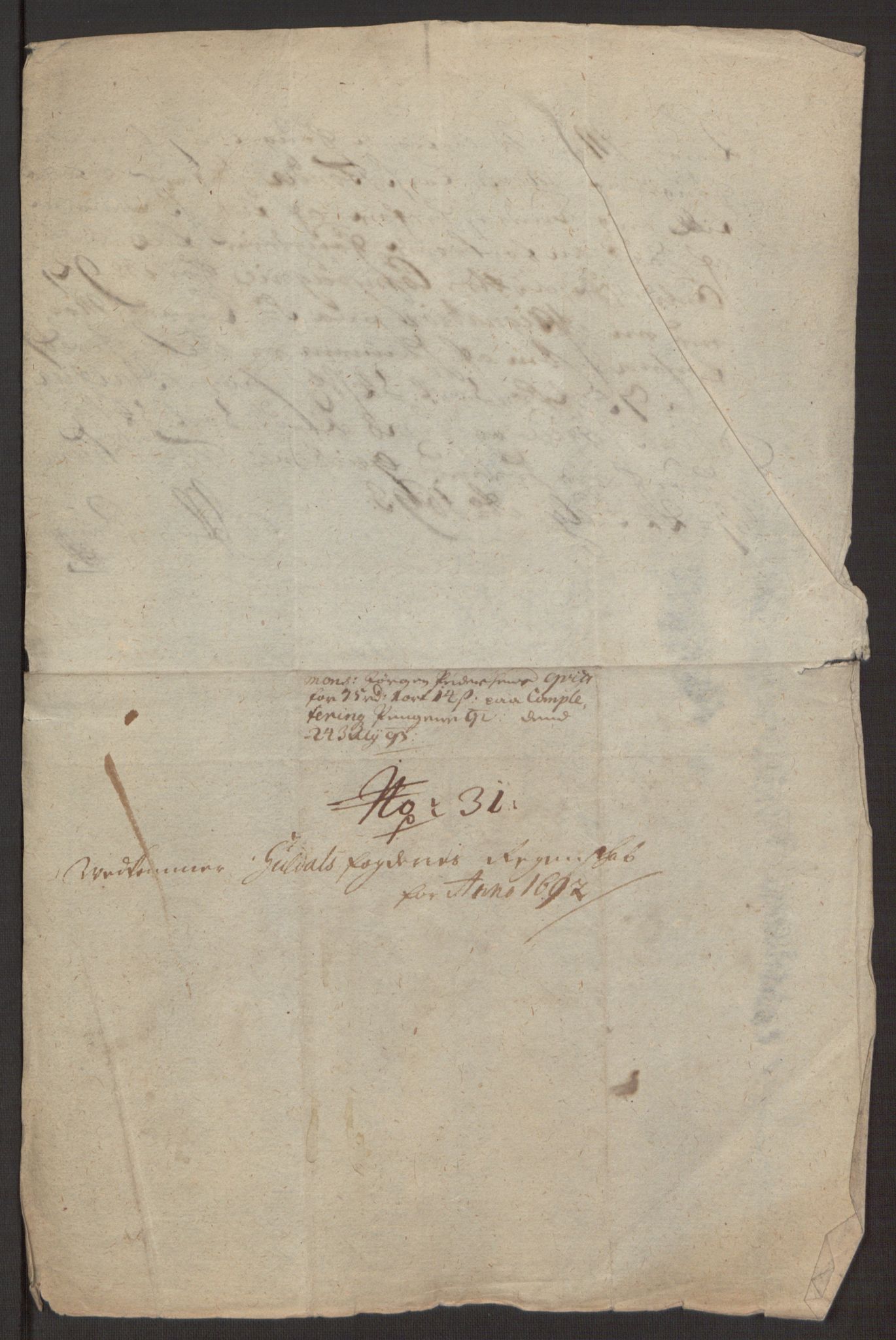 Rentekammeret inntil 1814, Reviderte regnskaper, Fogderegnskap, AV/RA-EA-4092/R59/L3942: Fogderegnskap Gauldal, 1692, p. 297