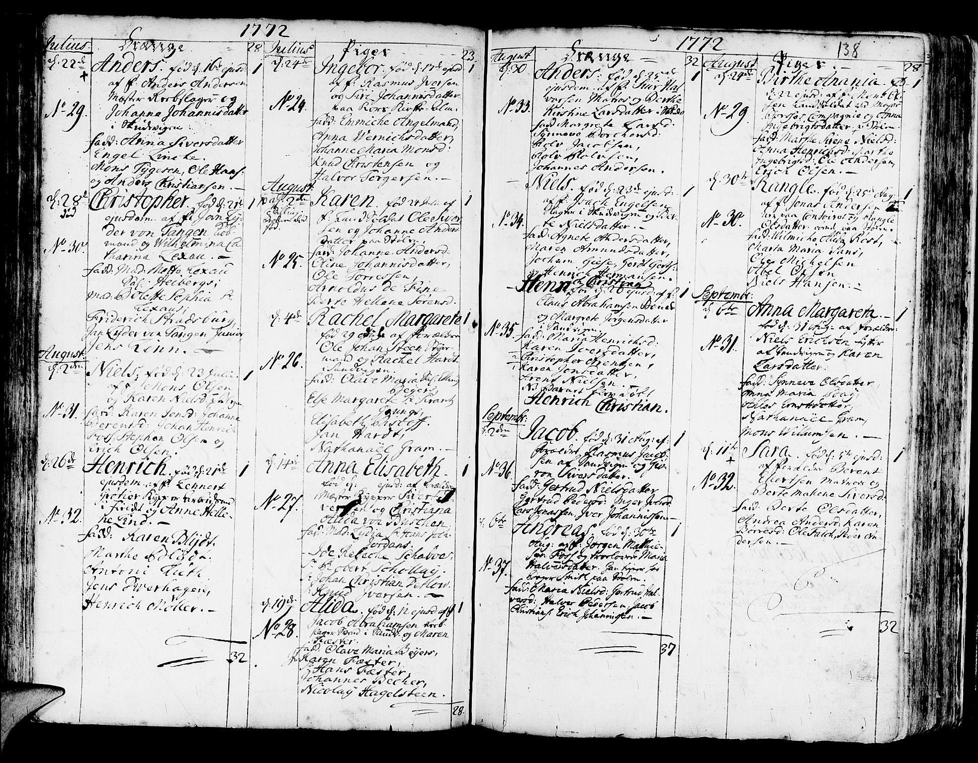 Korskirken sokneprestembete, AV/SAB-A-76101/H/Haa/L0005: Parish register (official) no. A 5, 1751-1789, p. 138