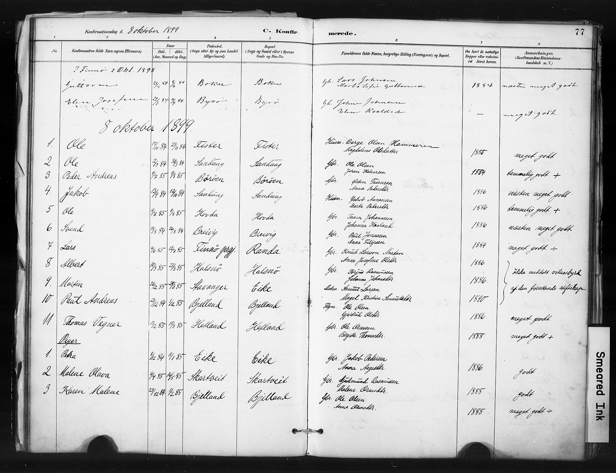 Hjelmeland sokneprestkontor, SAST/A-101843/01/IV/L0015: Parish register (official) no. A 15, 1887-1910, p. 77