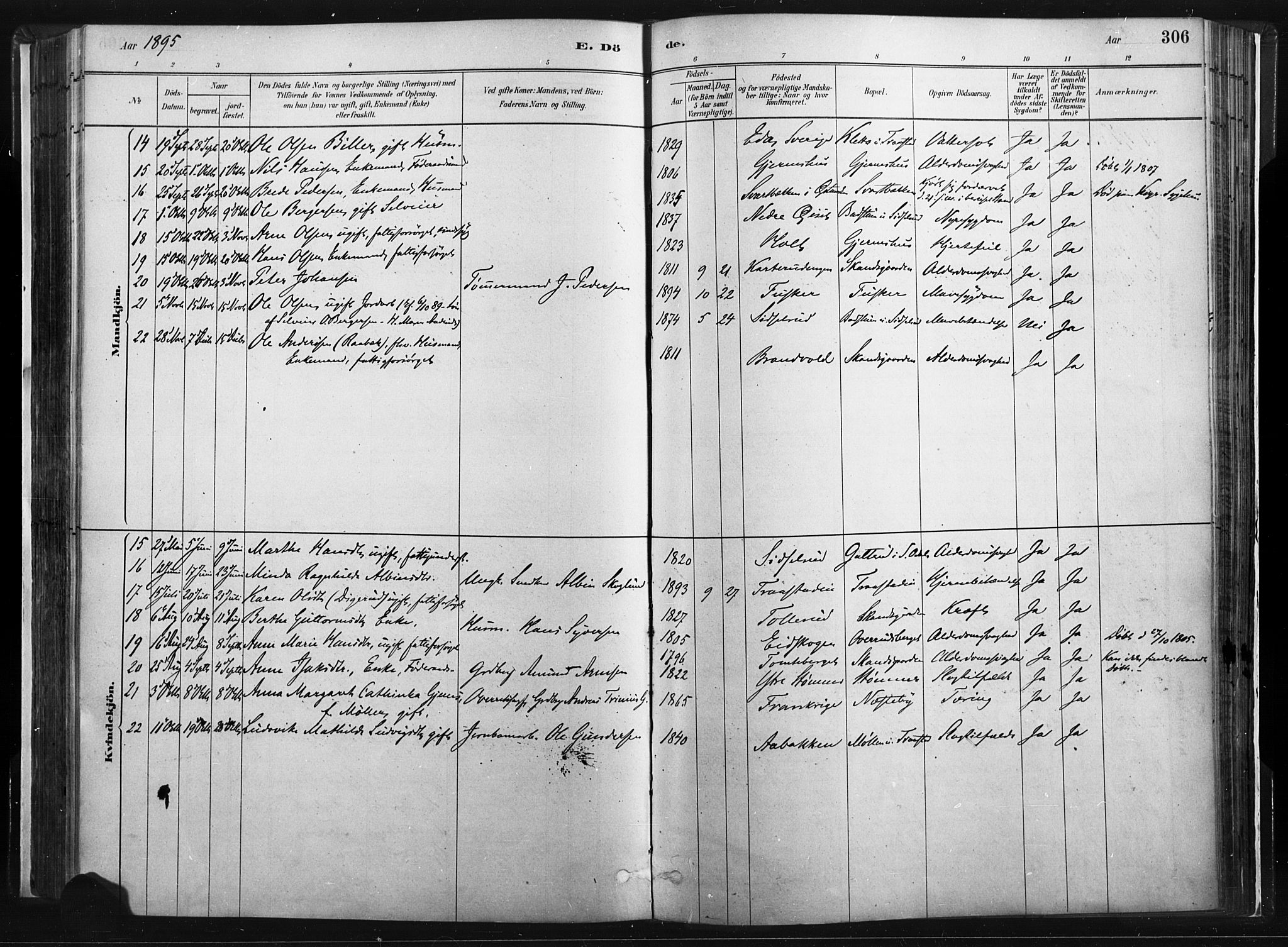 Vinger prestekontor, AV/SAH-PREST-024/H/Ha/Haa/L0014: Parish register (official) no. 14, 1881-1900, p. 306