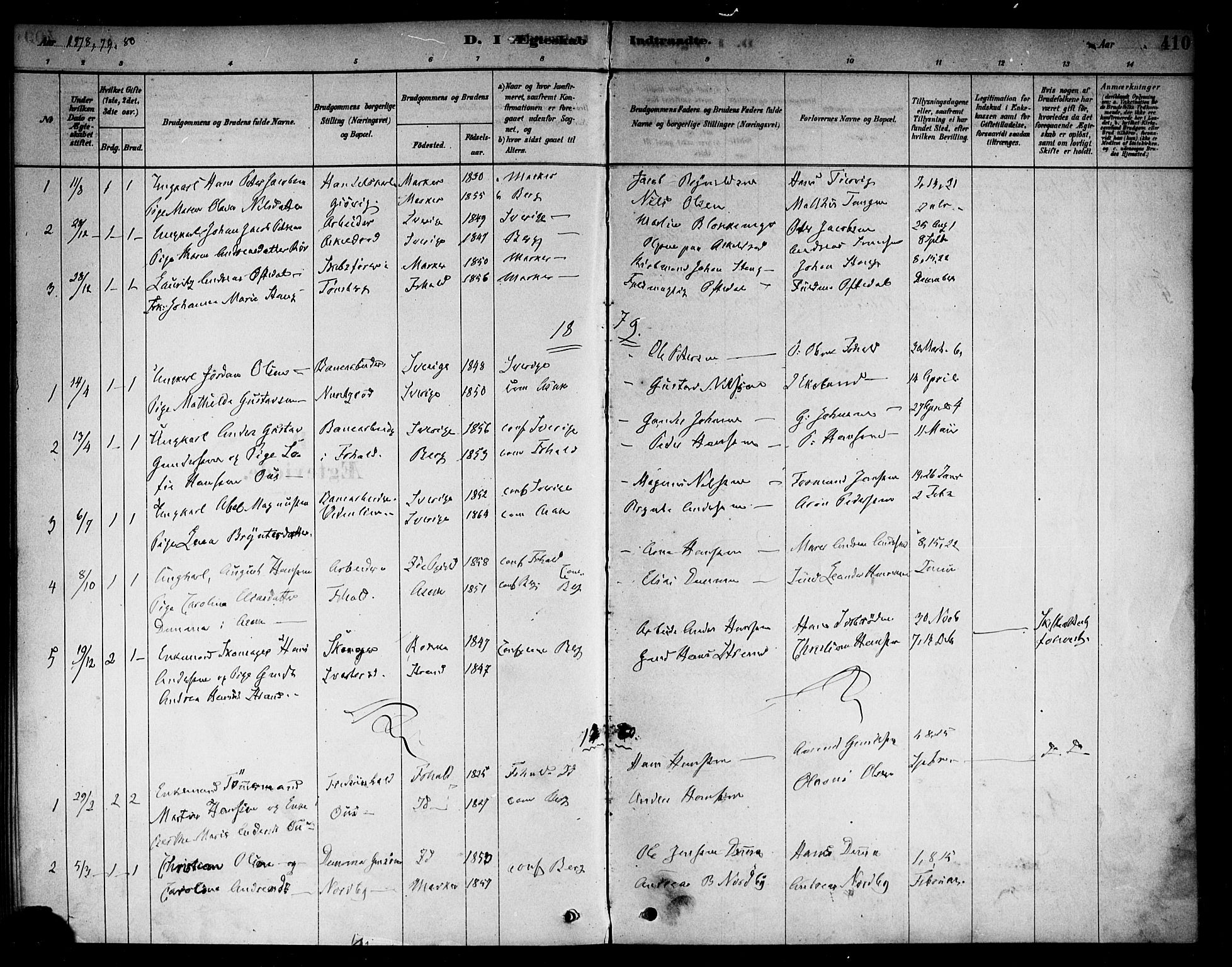 Berg prestekontor Kirkebøker, AV/SAO-A-10902/F/Fb/L0001: Parish register (official) no. II 1, 1878-1887, p. 410