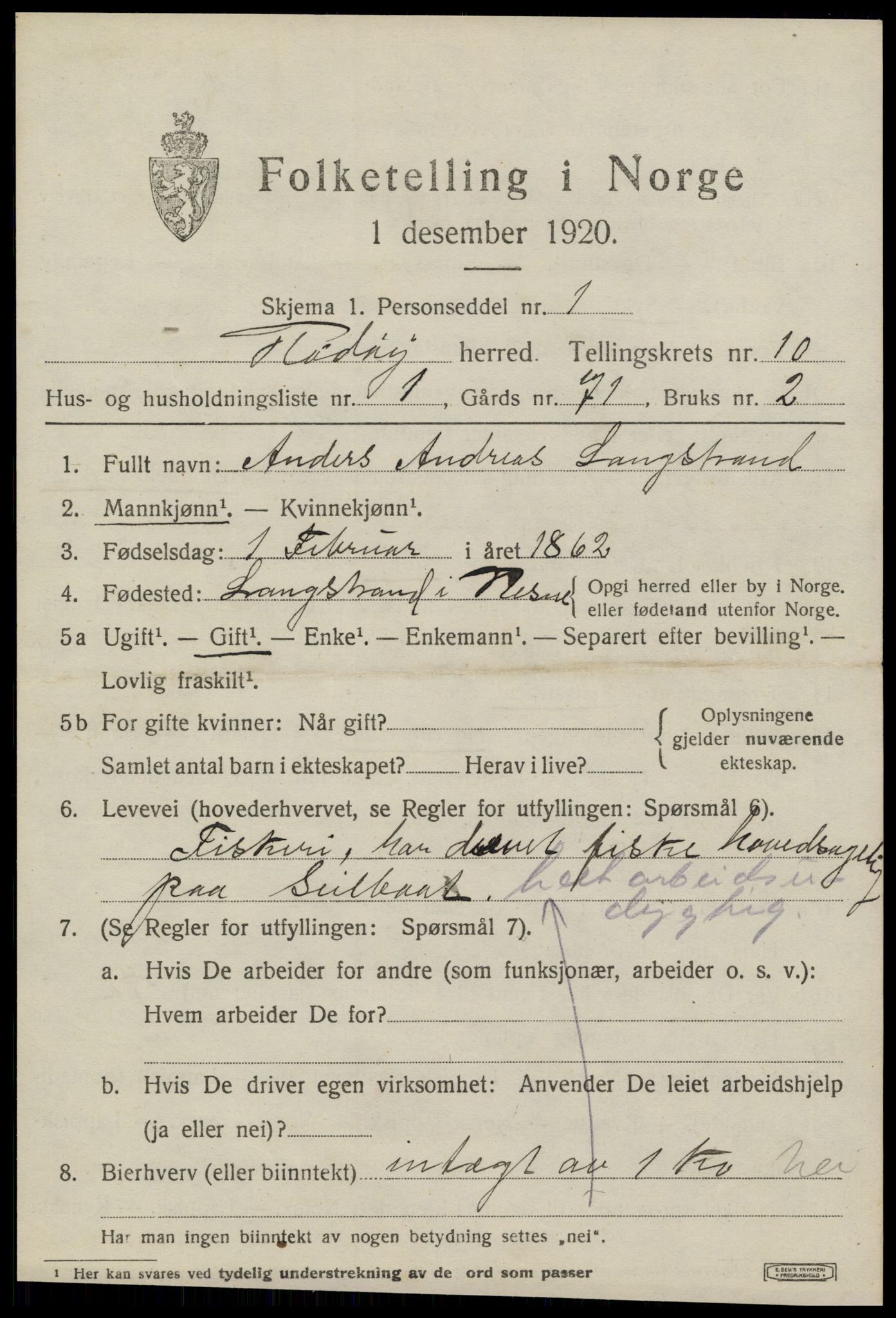 SAT, 1920 census for Rødøy, 1920, p. 5596