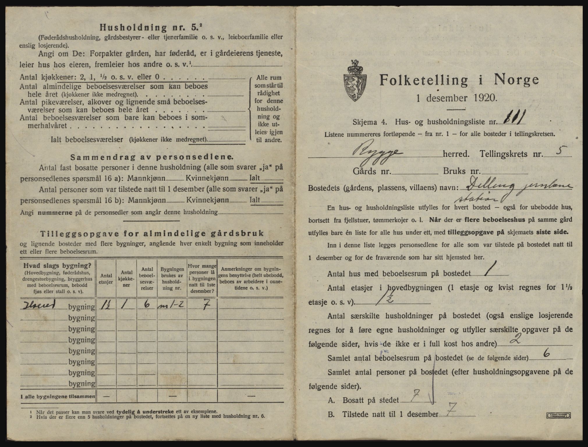 SAO, 1920 census for Rygge, 1920, p. 1641