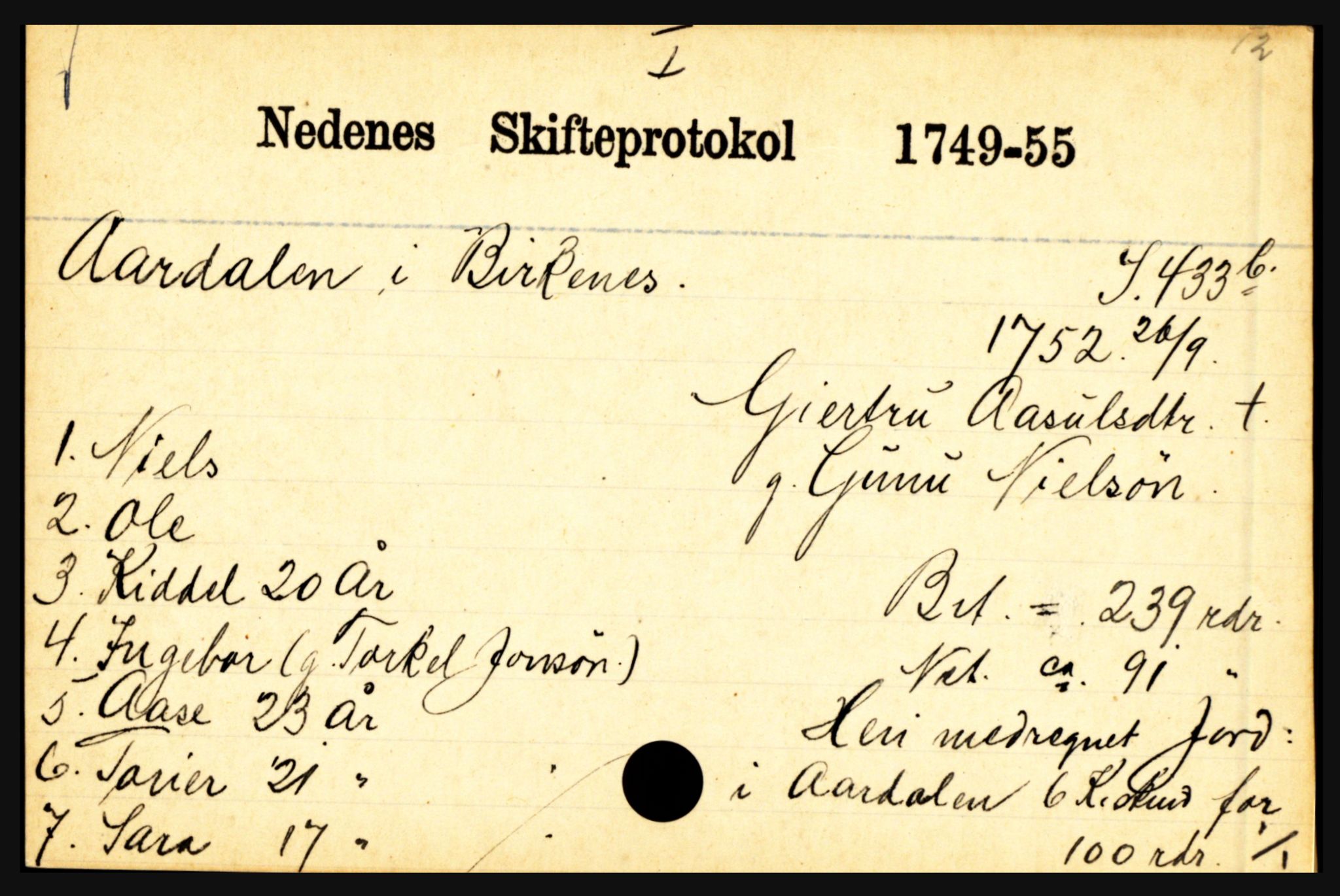 Nedenes sorenskriveri før 1824, AV/SAK-1221-0007/H, p. 35107