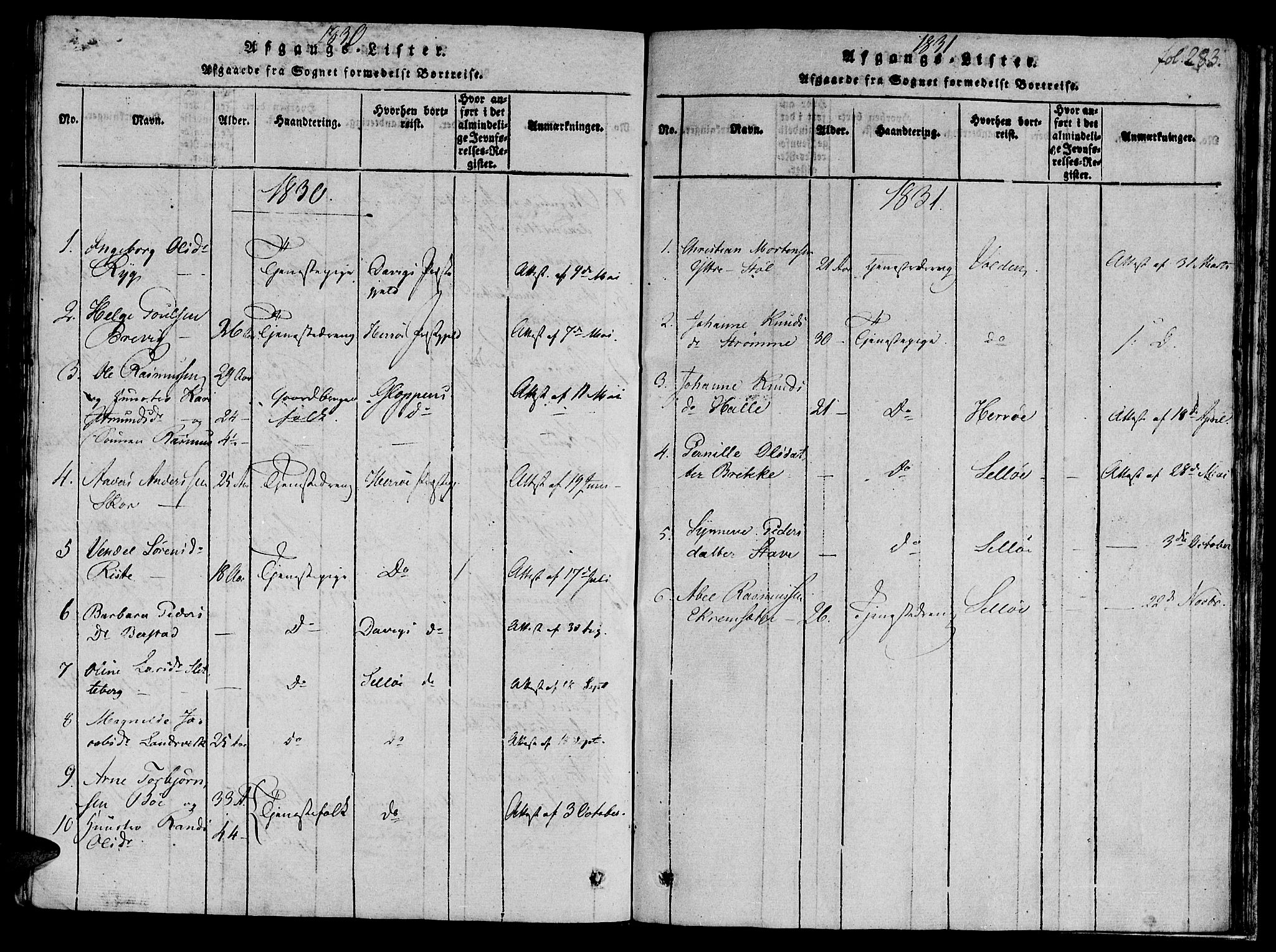 Ministerialprotokoller, klokkerbøker og fødselsregistre - Møre og Romsdal, AV/SAT-A-1454/501/L0004: Parish register (official) no. 501A04, 1816-1831, p. 283