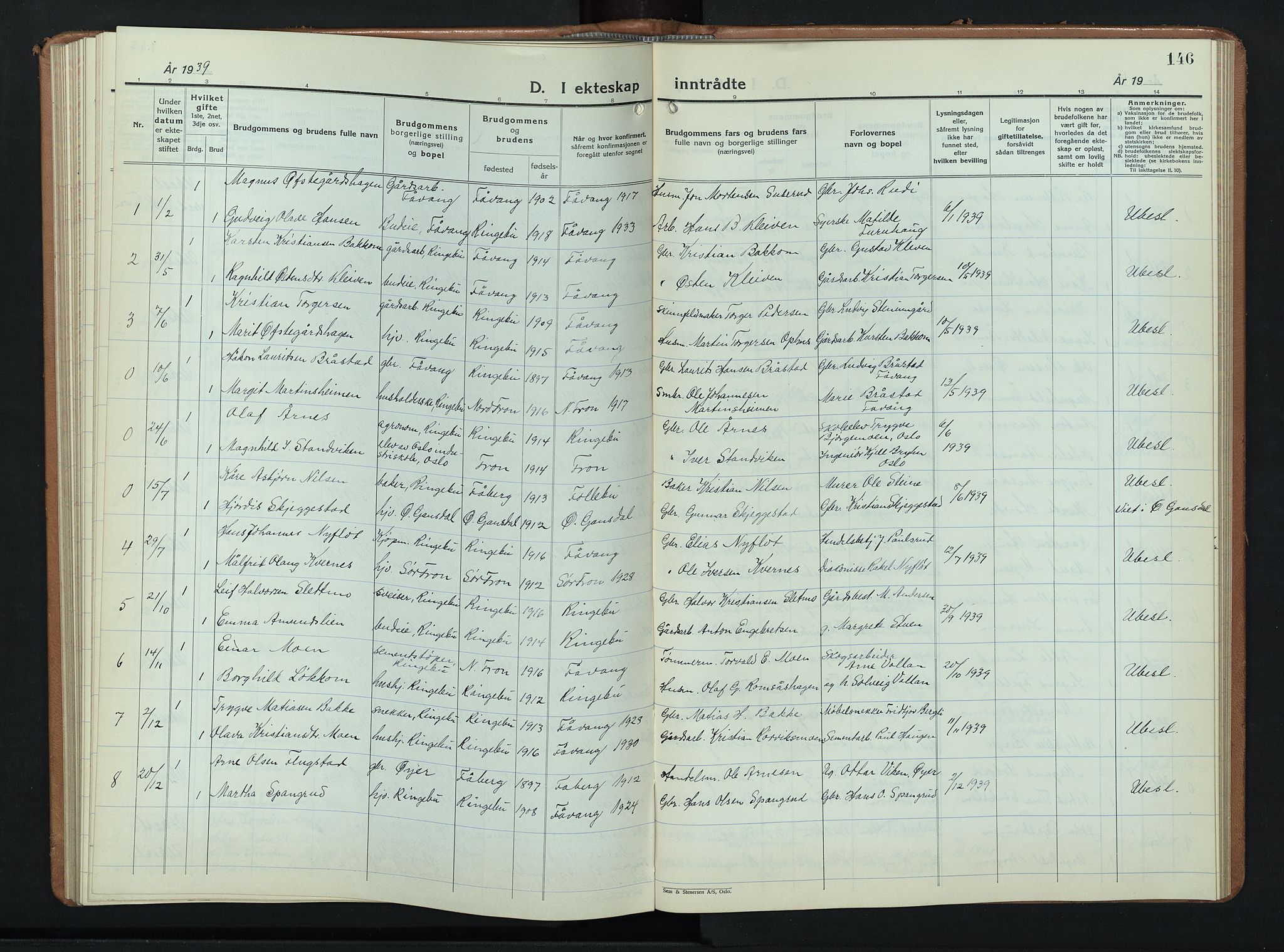 Ringebu prestekontor, AV/SAH-PREST-082/H/Ha/Hab/L0012: Parish register (copy) no. 12, 1934-1949, p. 146