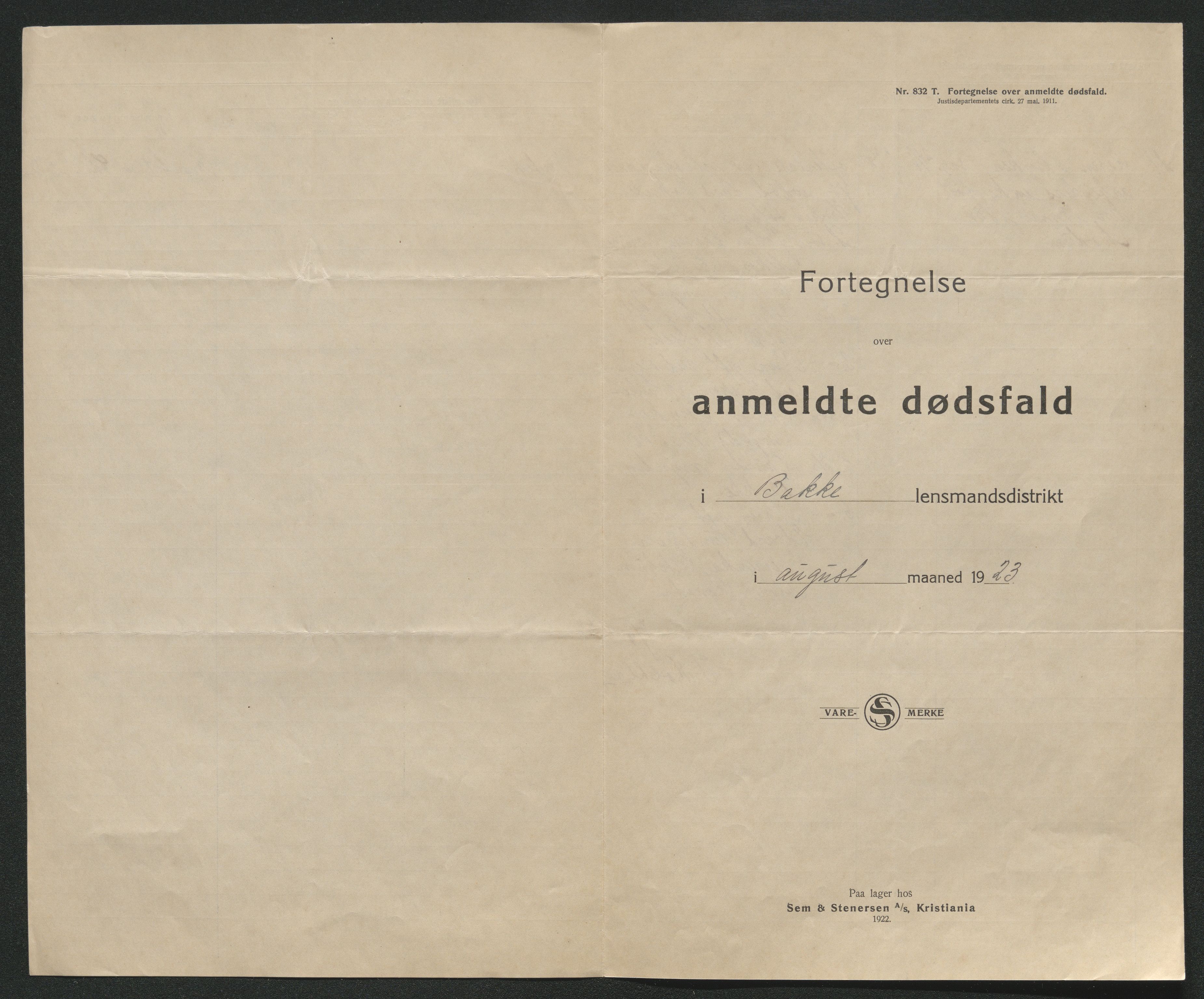 Eiker, Modum og Sigdal sorenskriveri, SAKO/A-123/H/Ha/Hab/L0041: Dødsfallsmeldinger, 1922-1923, p. 815