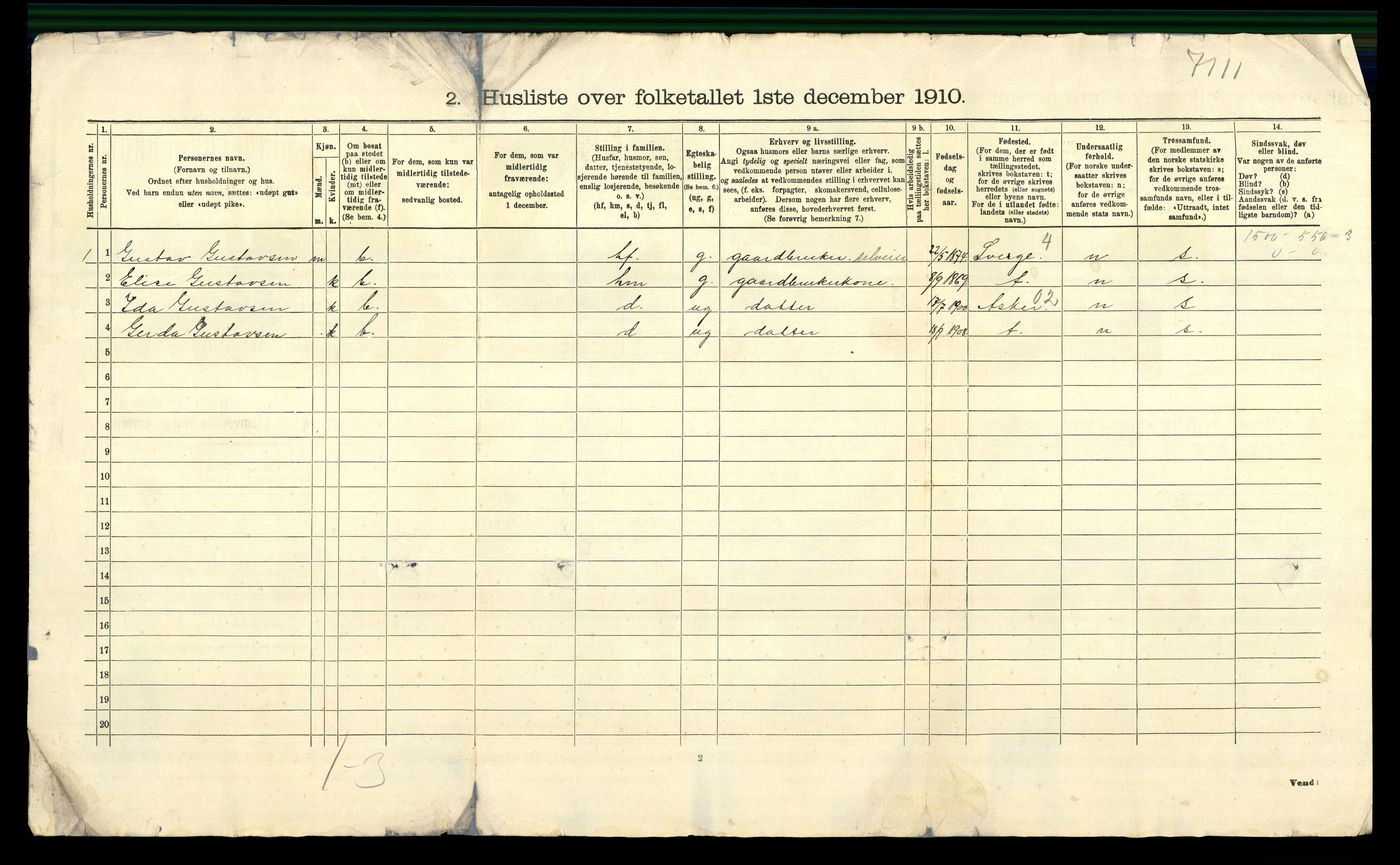 RA, 1910 census for Stokke, 1910, p. 49