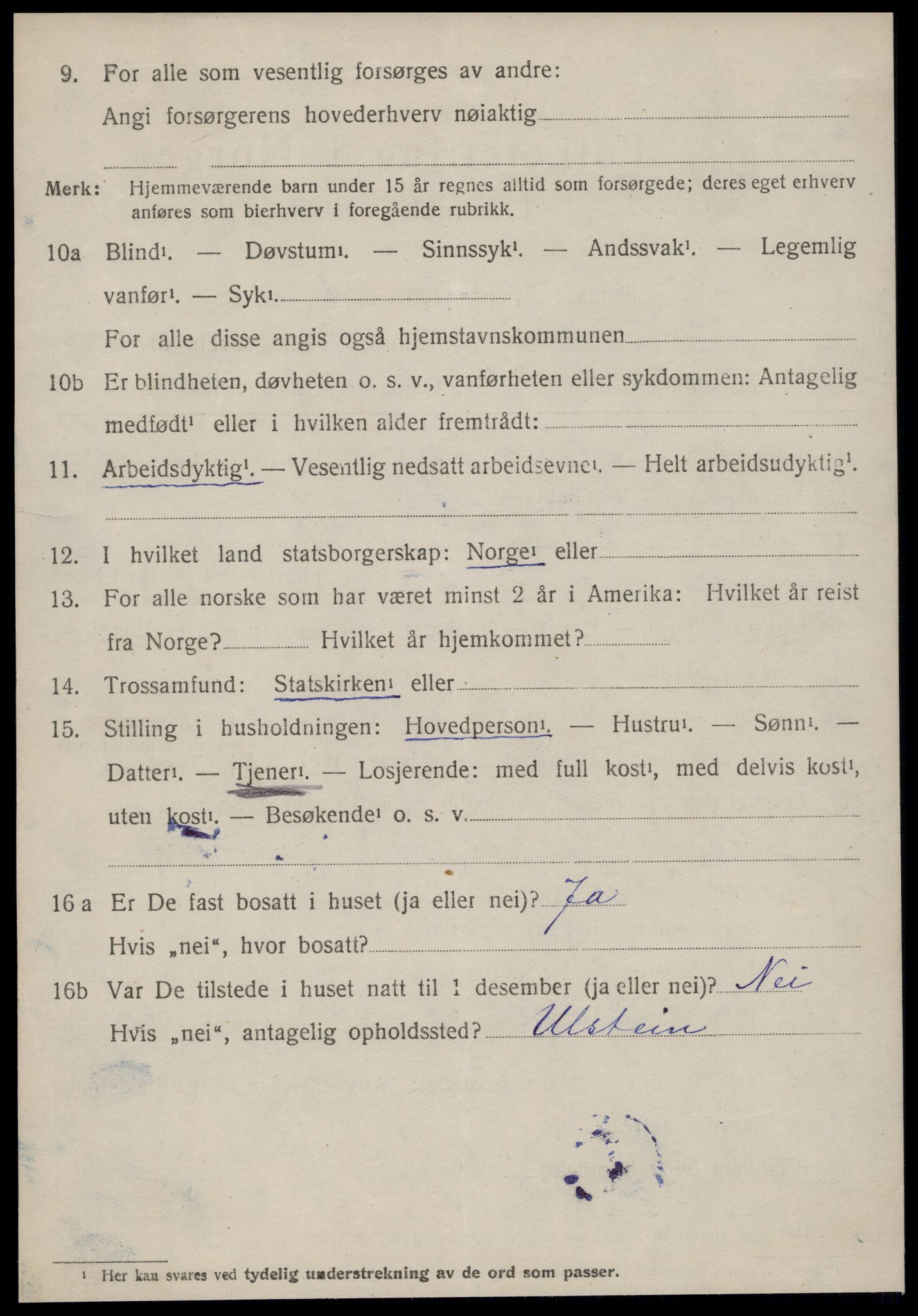 SAT, 1920 census for Hareid, 1920, p. 2492