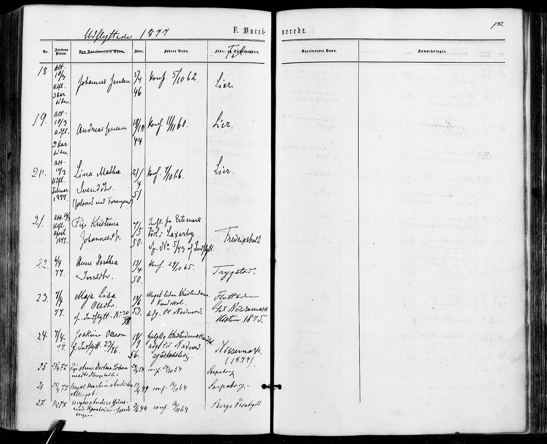 Aremark prestekontor Kirkebøker, SAO/A-10899/F/Fc/L0004: Parish register (official) no. III 4, 1866-1877, p. 741-742