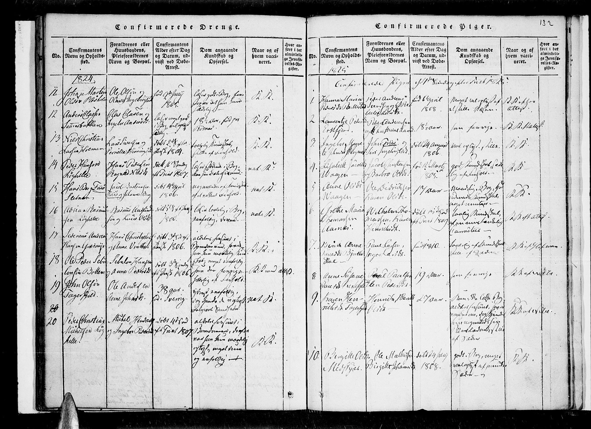 Lenvik sokneprestembete, SATØ/S-1310/H/Ha/Haa/L0003kirke: Parish register (official) no. 3, 1820-1831, p. 132