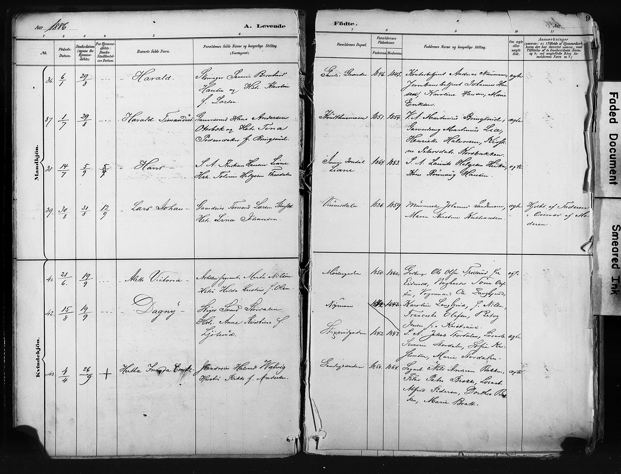 Kongsberg kirkebøker, AV/SAKO-A-22/F/Fb/L0002: Parish register (official) no. II 2, 1886-1896, p. 9