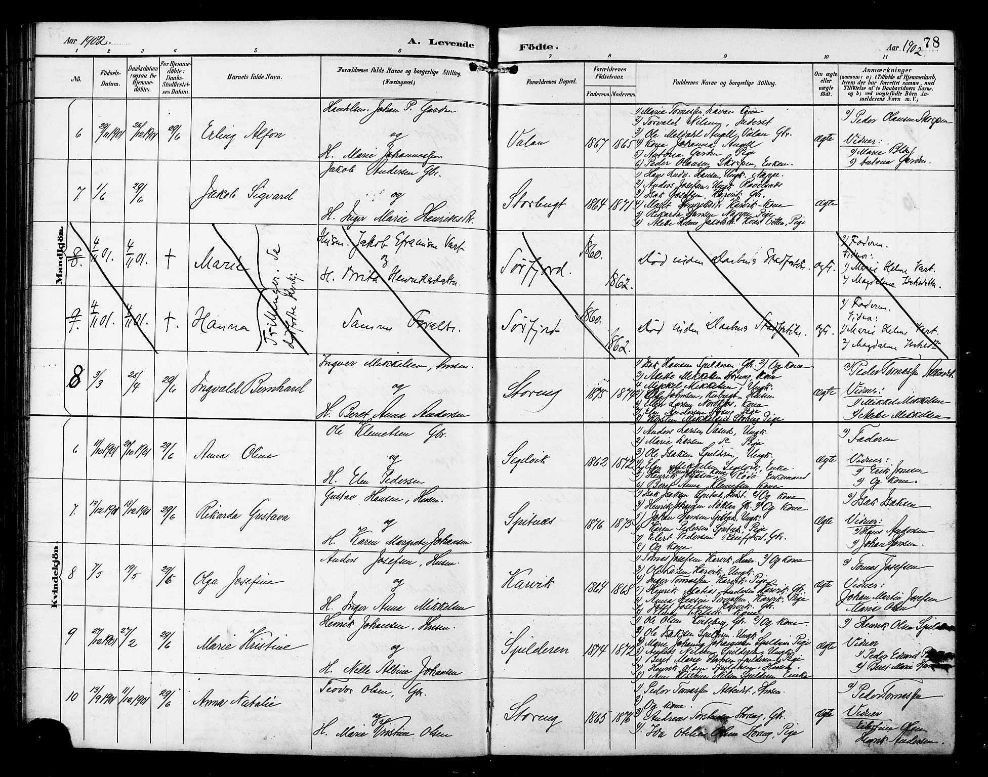 Skjervøy sokneprestkontor, AV/SATØ-S-1300/H/Ha/Hab/L0016klokker: Parish register (copy) no. 16, 1891-1907, p. 78