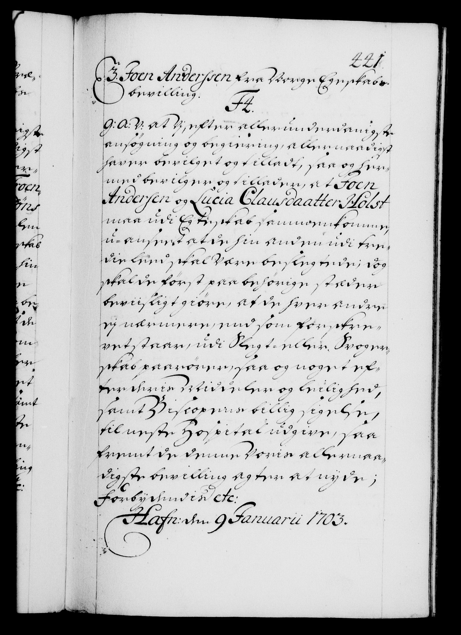 Danske Kanselli 1572-1799, RA/EA-3023/F/Fc/Fca/Fcaa/L0018: Norske registre, 1699-1703, p. 441a