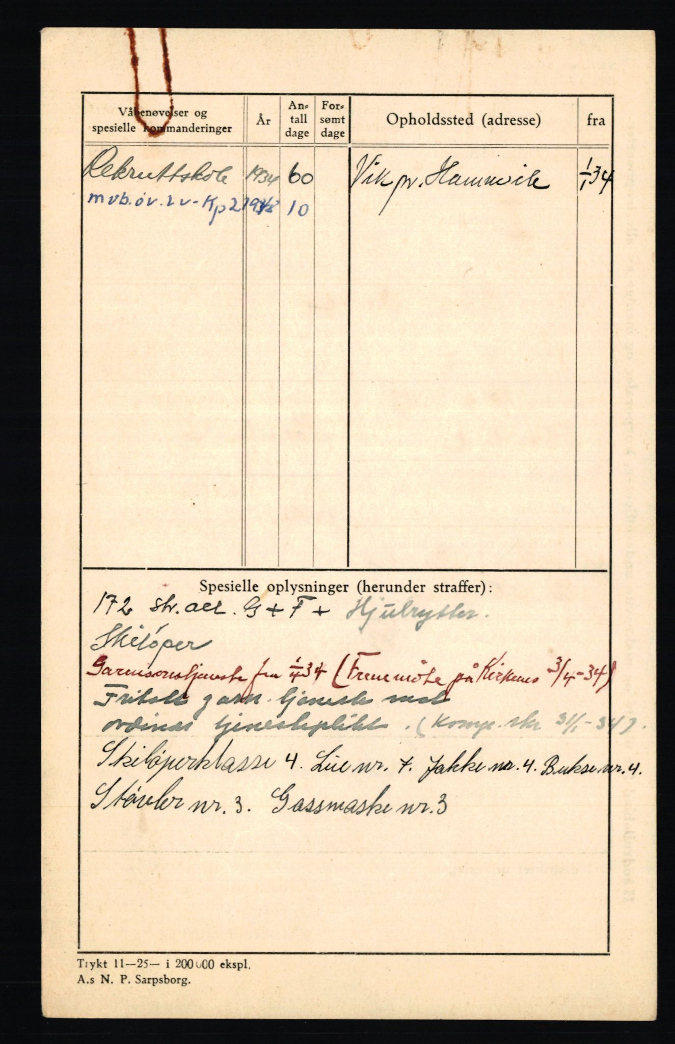 Forsvaret, Troms infanteriregiment nr. 16, AV/RA-RAFA-3146/P/Pa/L0018: Rulleblad for regimentets menige mannskaper, årsklasse 1934, 1934, p. 160