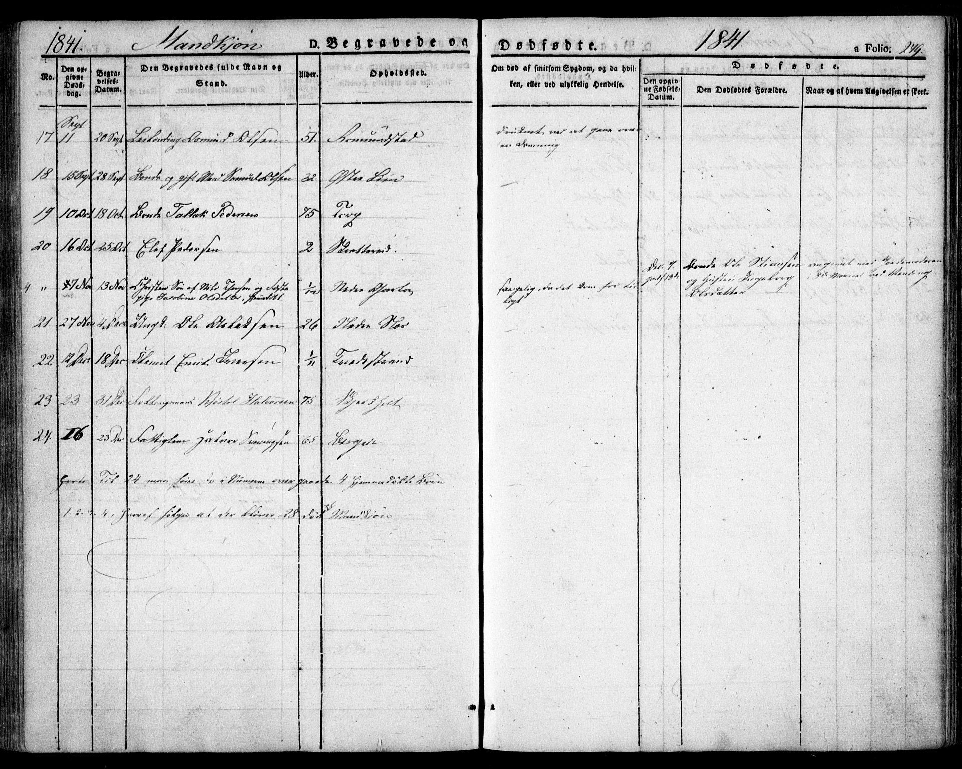 Holt sokneprestkontor, AV/SAK-1111-0021/F/Fa/L0007: Parish register (official) no. A 7, 1836-1848, p. 279