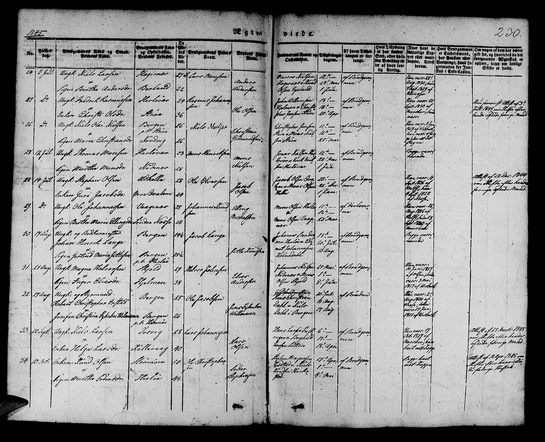 Manger sokneprestembete, AV/SAB-A-76801/H/Haa: Parish register (official) no. A 5, 1839-1848, p. 230