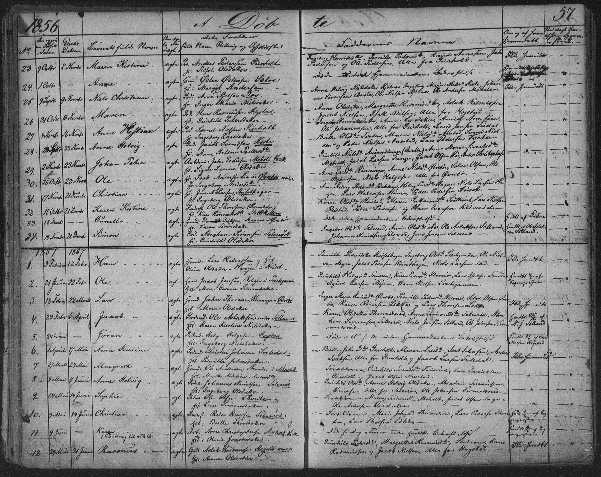 Siljan kirkebøker, SAKO/A-300/F/Fa/L0001: Parish register (official) no. 1, 1831-1870, p. 57