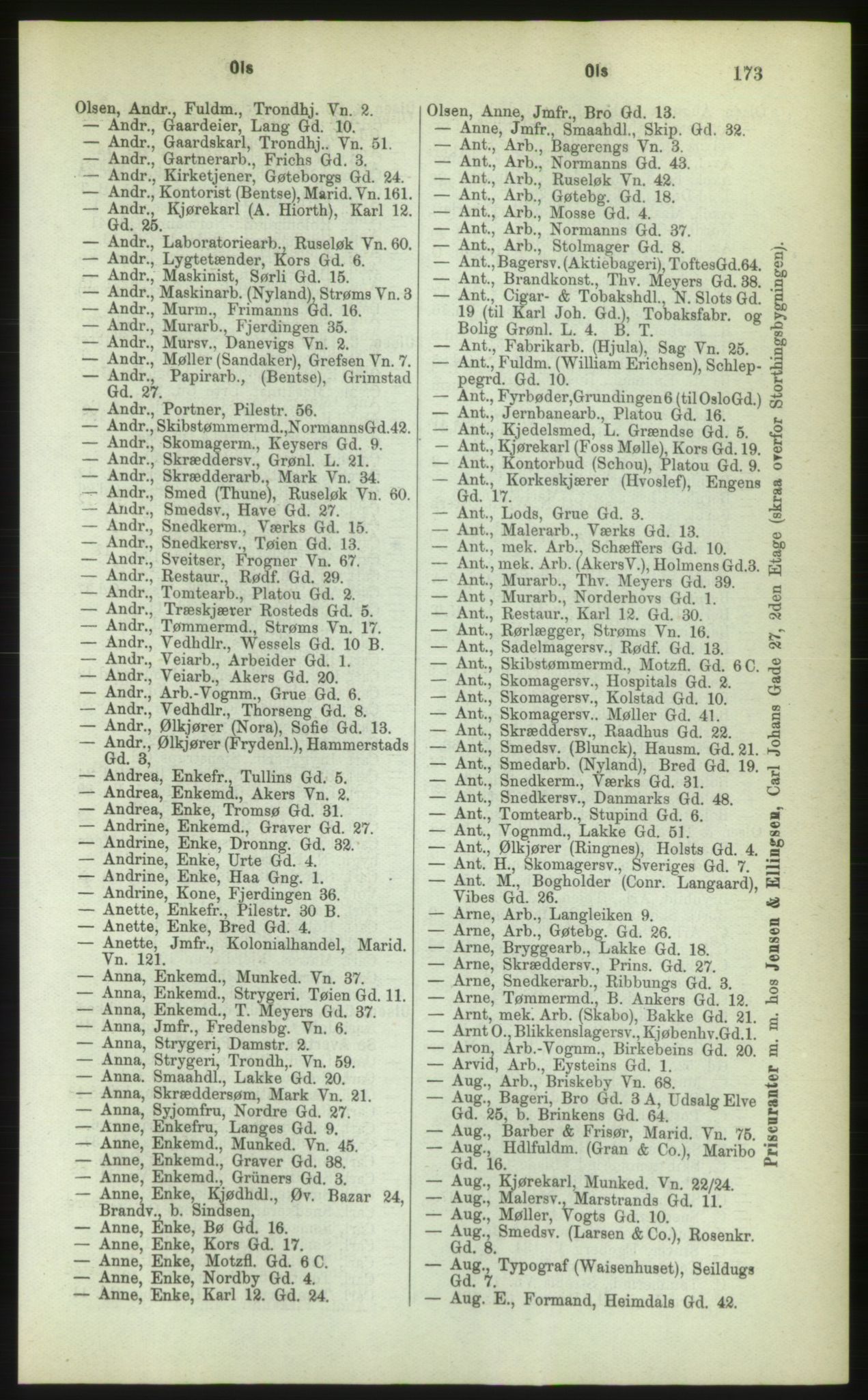 Kristiania/Oslo adressebok, PUBL/-, 1883, p. 173