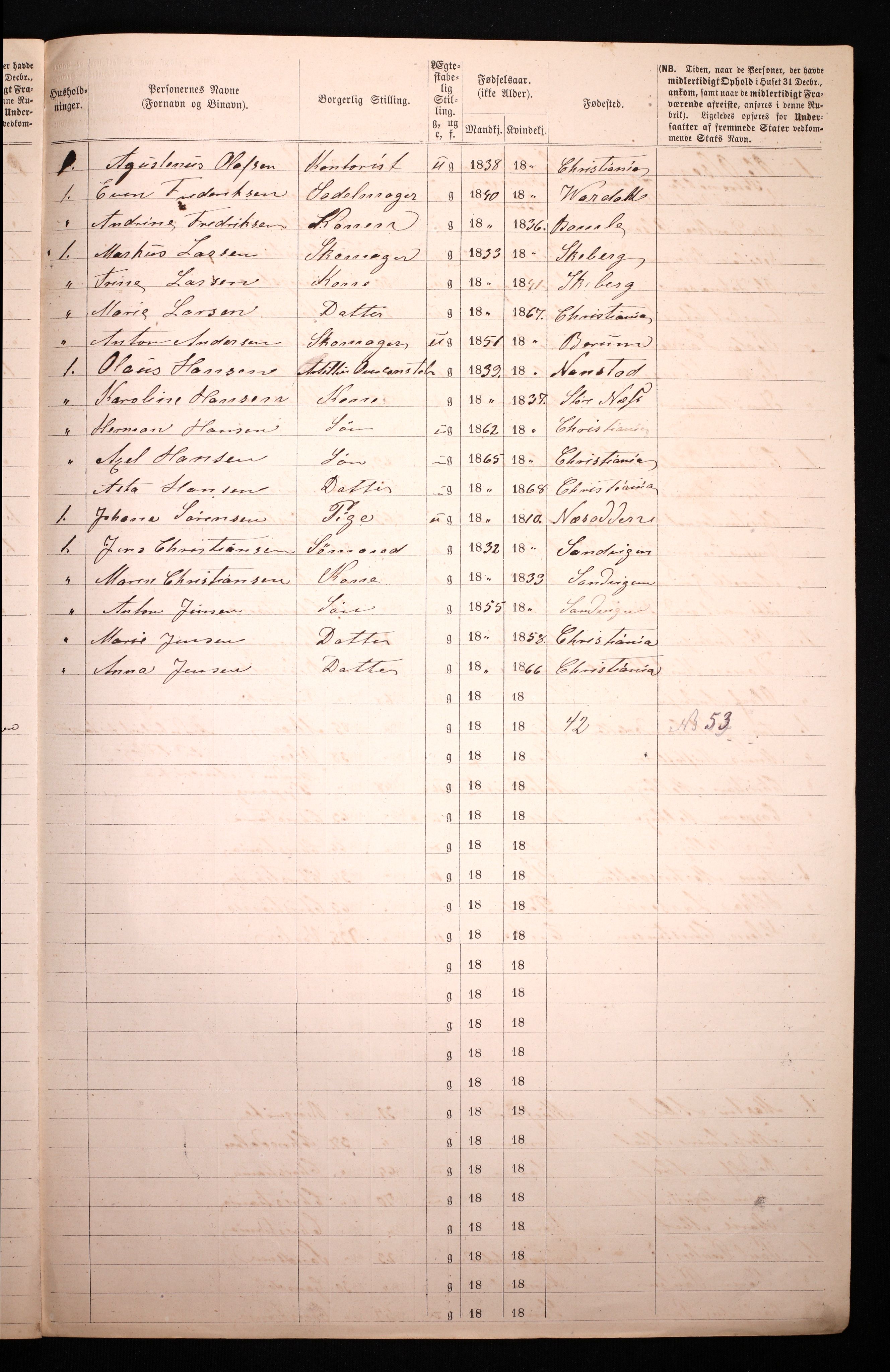 RA, 1870 census for 0301 Kristiania, 1870, p. 3439