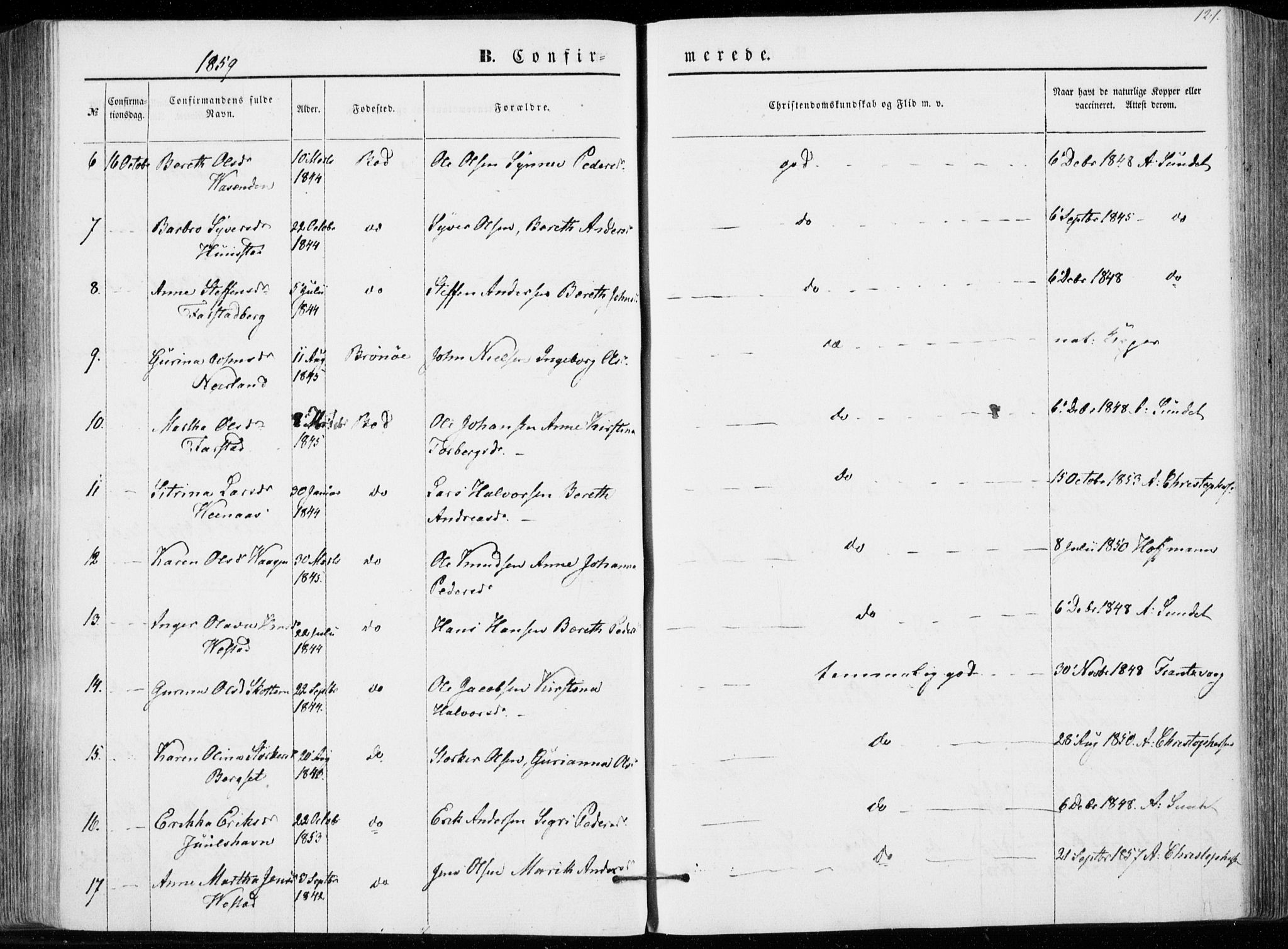 Ministerialprotokoller, klokkerbøker og fødselsregistre - Møre og Romsdal, AV/SAT-A-1454/566/L0767: Parish register (official) no. 566A06, 1852-1868, p. 121