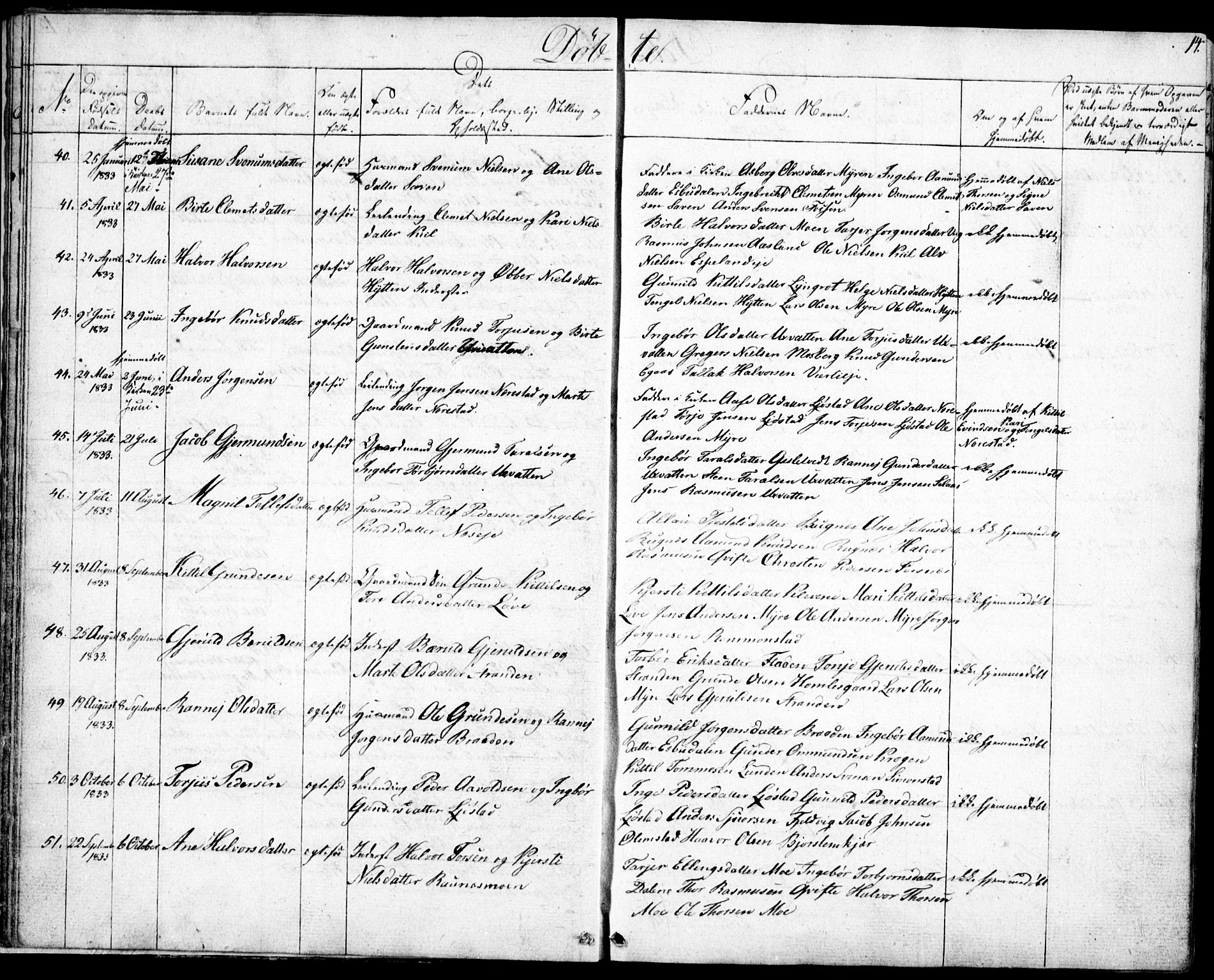 Gjerstad sokneprestkontor, AV/SAK-1111-0014/F/Fb/Fbb/L0002: Parish register (copy) no. B 2, 1831-1862, p. 14