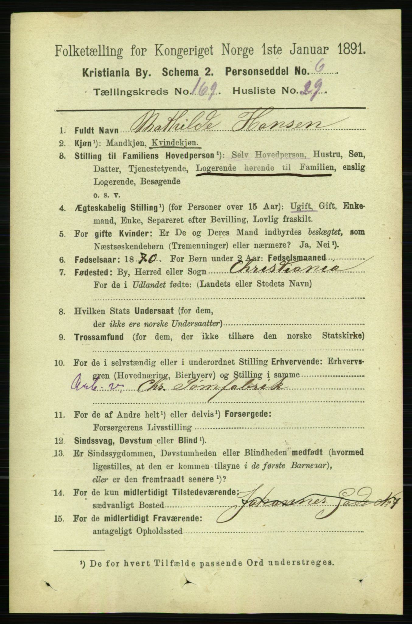 RA, 1891 census for 0301 Kristiania, 1891, p. 99244