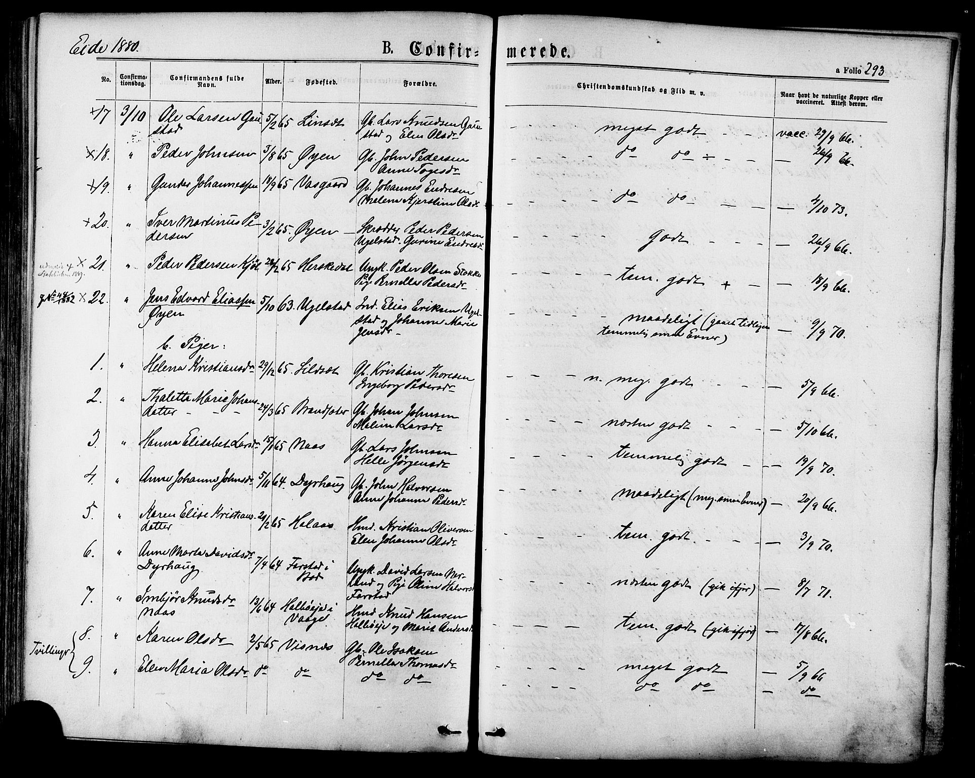 Ministerialprotokoller, klokkerbøker og fødselsregistre - Møre og Romsdal, AV/SAT-A-1454/568/L0806: Parish register (official) no. 568A12 /4, 1878-1884, p. 293