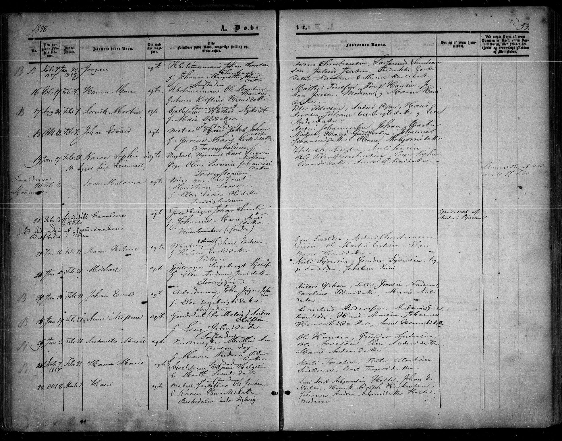 Glemmen prestekontor Kirkebøker, AV/SAO-A-10908/F/Fa/L0007: Parish register (official) no. 7, 1853-1862, p. 53