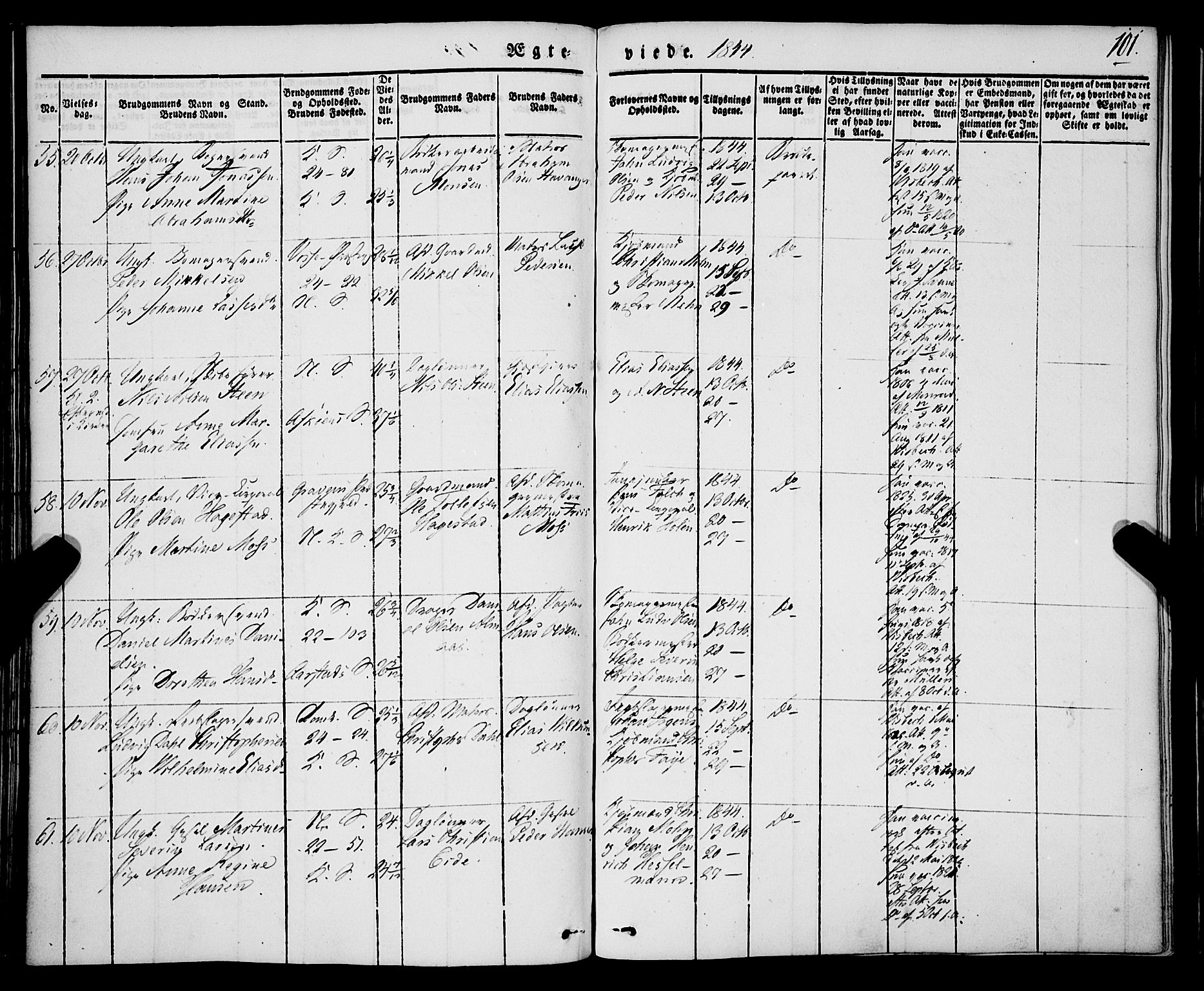 Korskirken sokneprestembete, AV/SAB-A-76101/H/Haa/L0034: Parish register (official) no. D 1, 1832-1852, p. 101