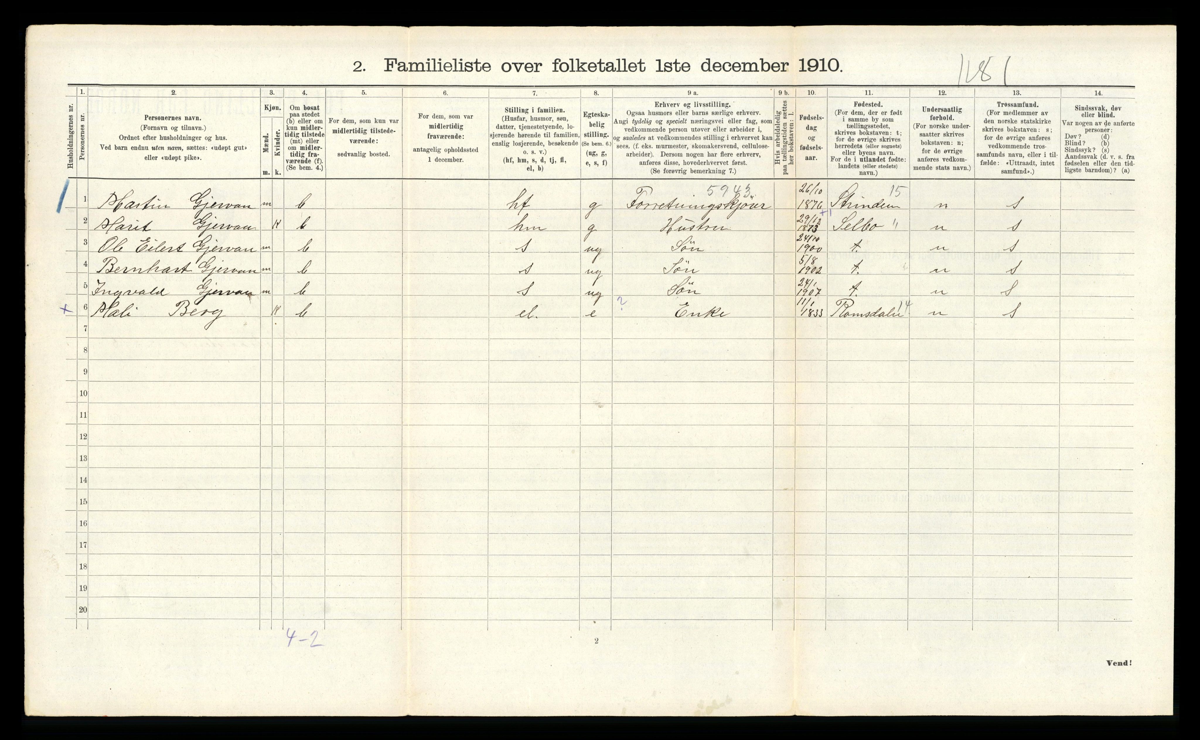 RA, 1910 census for Trondheim, 1910, p. 14336