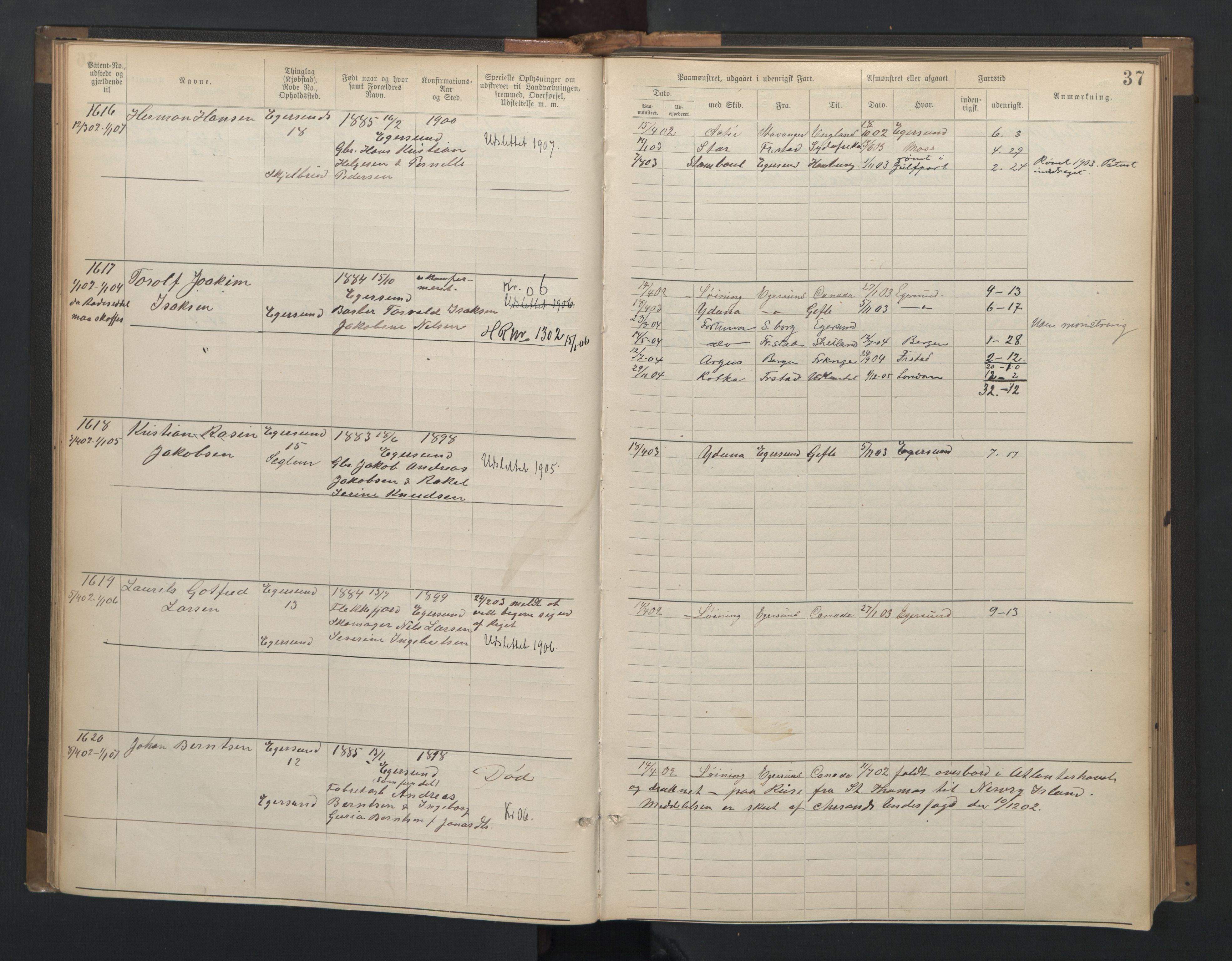 Egersund mønstringskrets, SAK/2031-0019/F/Fa/L0002: Annotasjonsrulle nr 1441-2064 med register, O-2, 1895-1931, p. 60