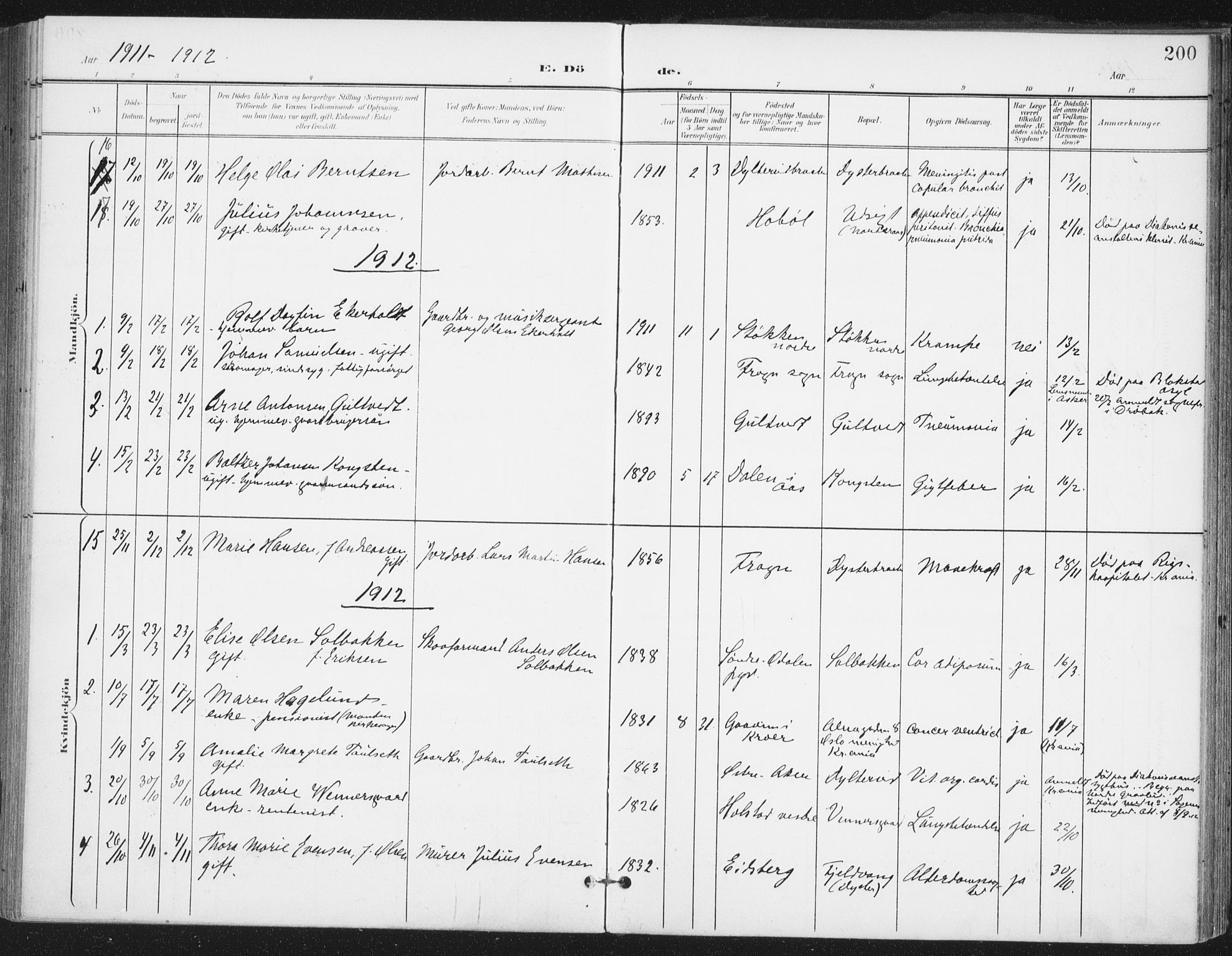 Ås prestekontor Kirkebøker, SAO/A-10894/F/Fa/L0010: Parish register (official) no. I 10, 1900-1918, p. 200
