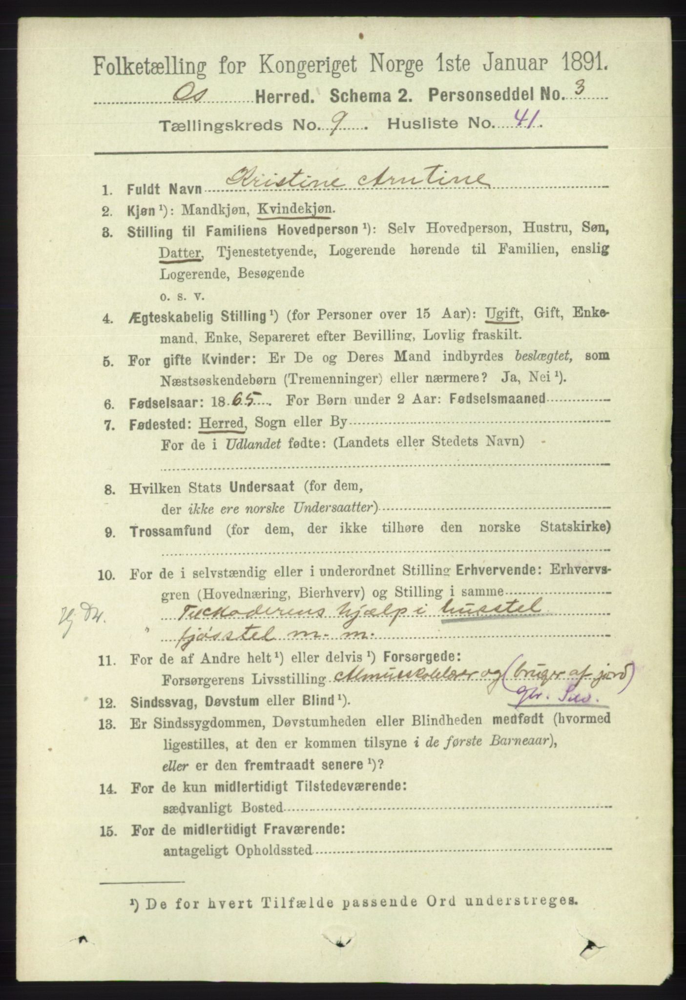 RA, 1891 census for 1243 Os, 1891, p. 2211