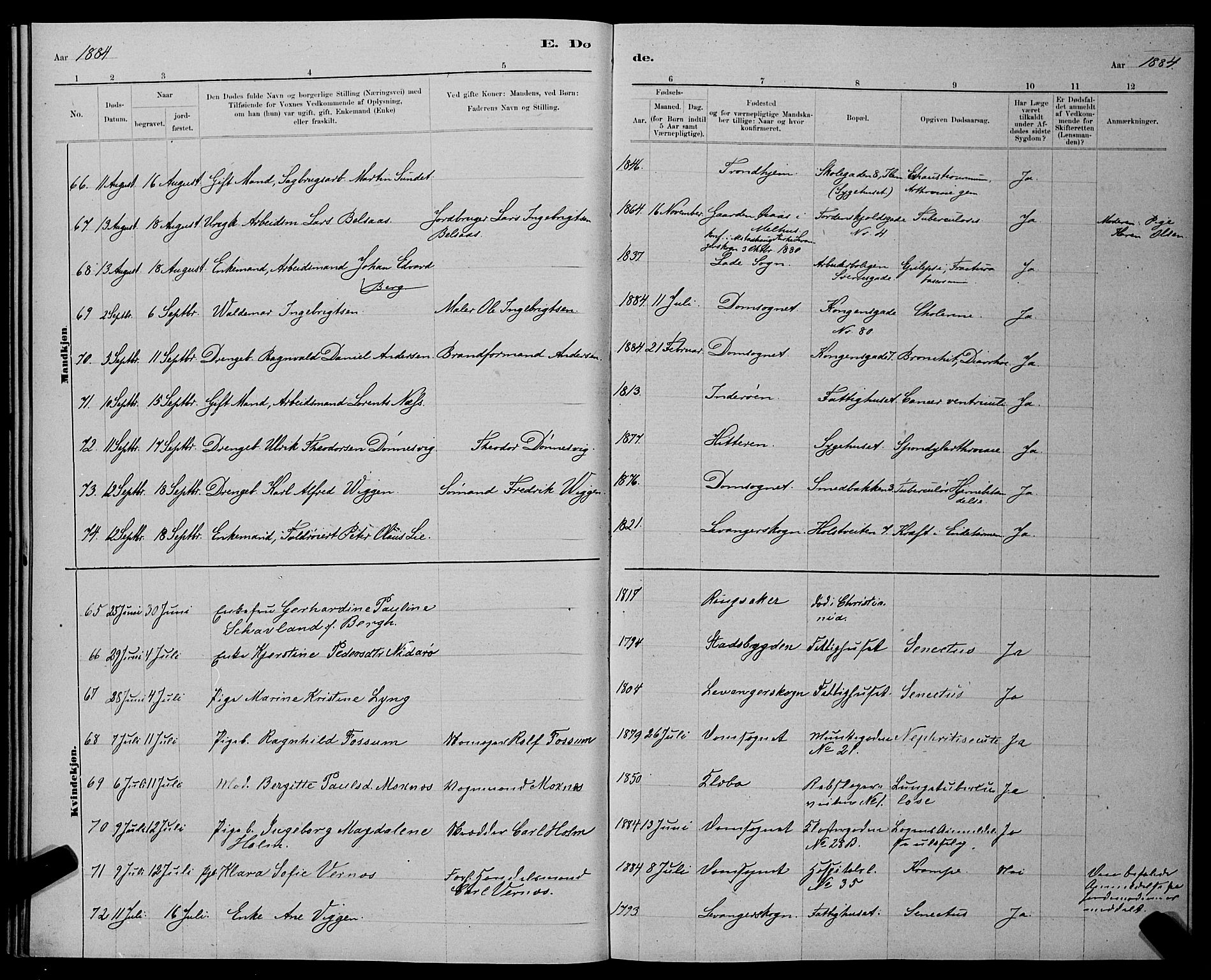 Ministerialprotokoller, klokkerbøker og fødselsregistre - Sør-Trøndelag, AV/SAT-A-1456/601/L0093: Parish register (copy) no. 601C11, 1882-1898