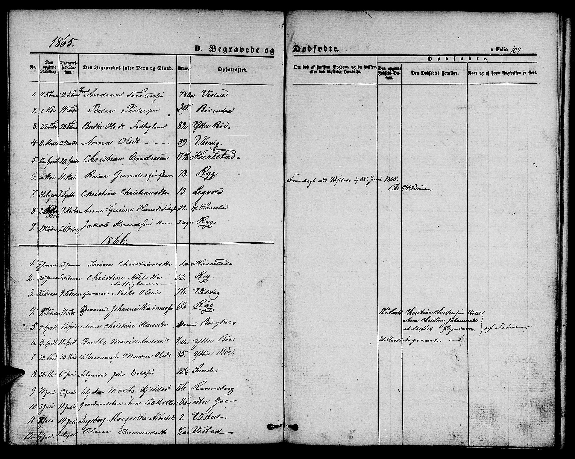 Hetland sokneprestkontor, AV/SAST-A-101826/30/30BB/L0002: Parish register (copy) no. B 2, 1856-1891, p. 104