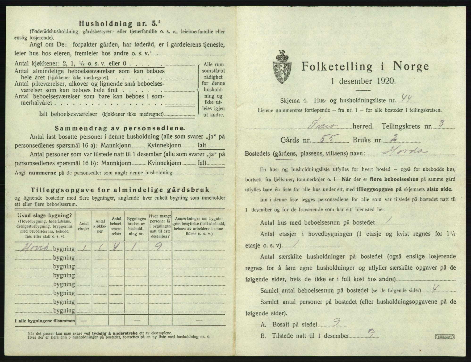 SAB, 1920 census for Sveio, 1920, p. 242