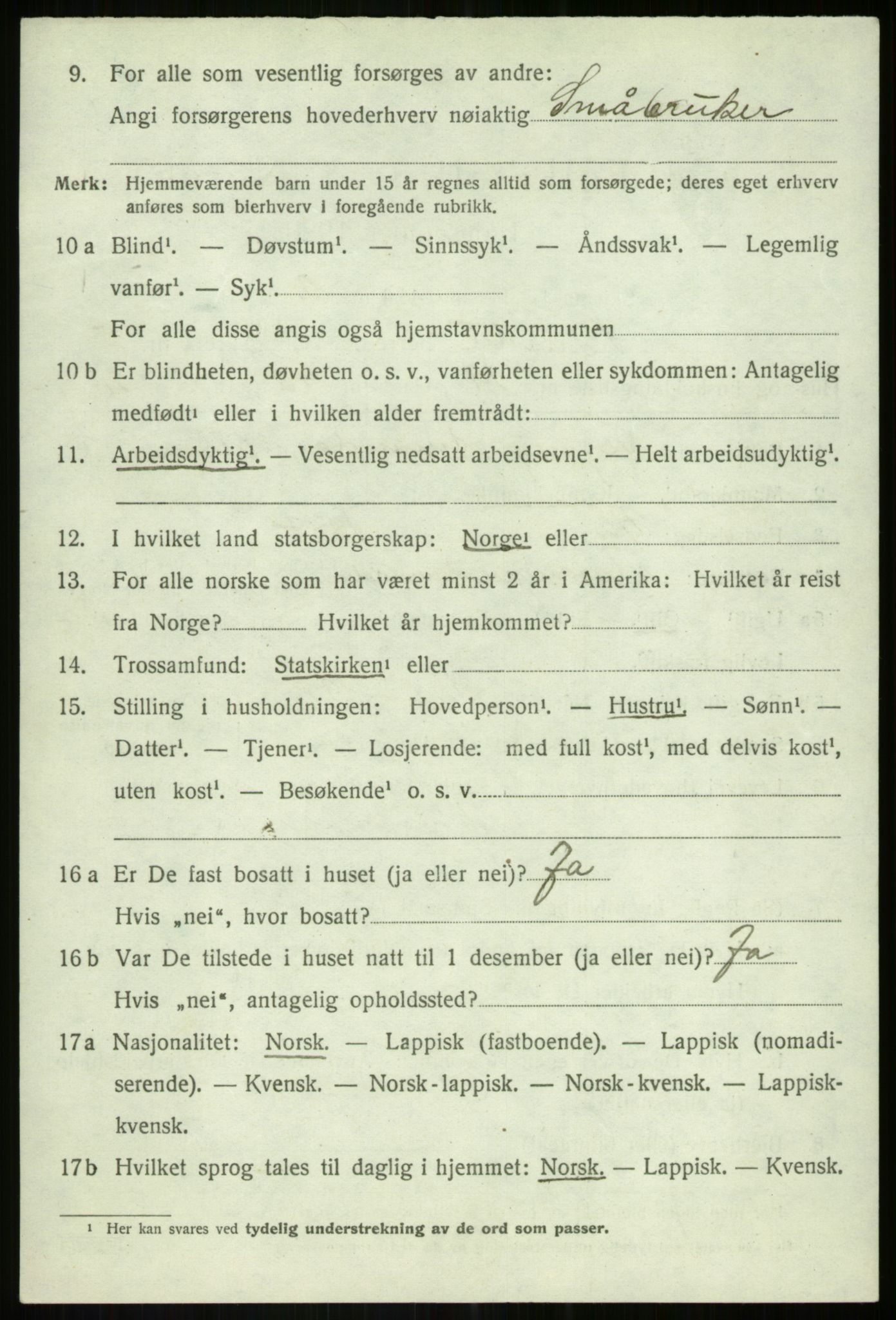 SATØ, 1920 census for Bardu, 1920, p. 2380