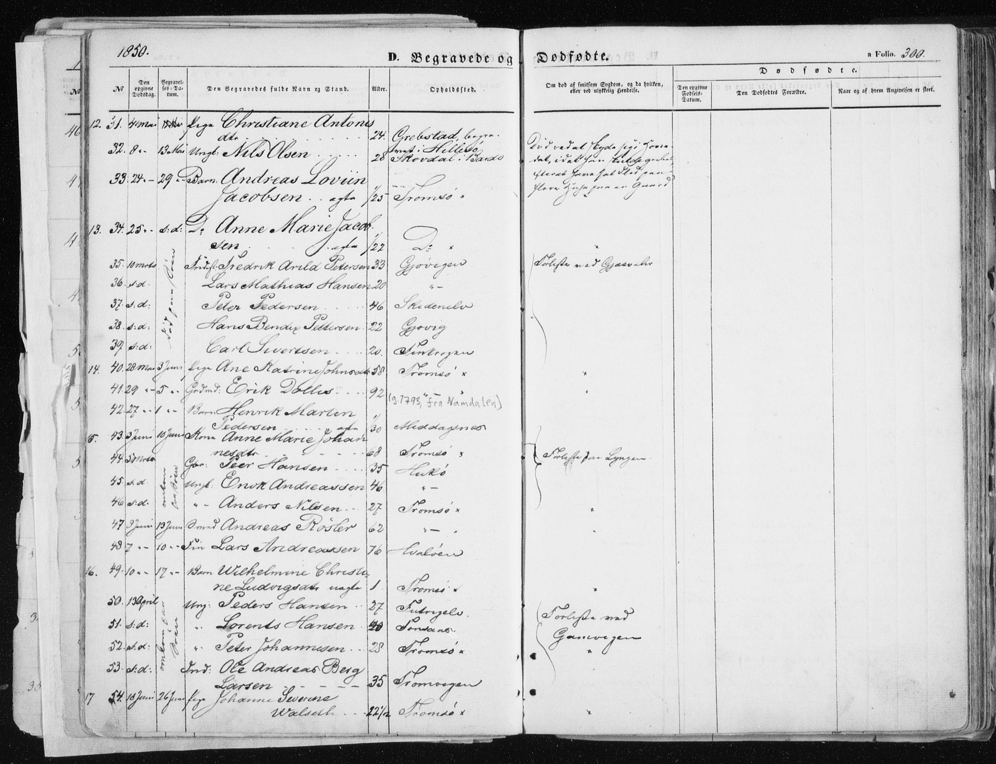 Tromsø sokneprestkontor/stiftsprosti/domprosti, SATØ/S-1343/G/Ga/L0010kirke: Parish register (official) no. 10, 1848-1855, p. 300