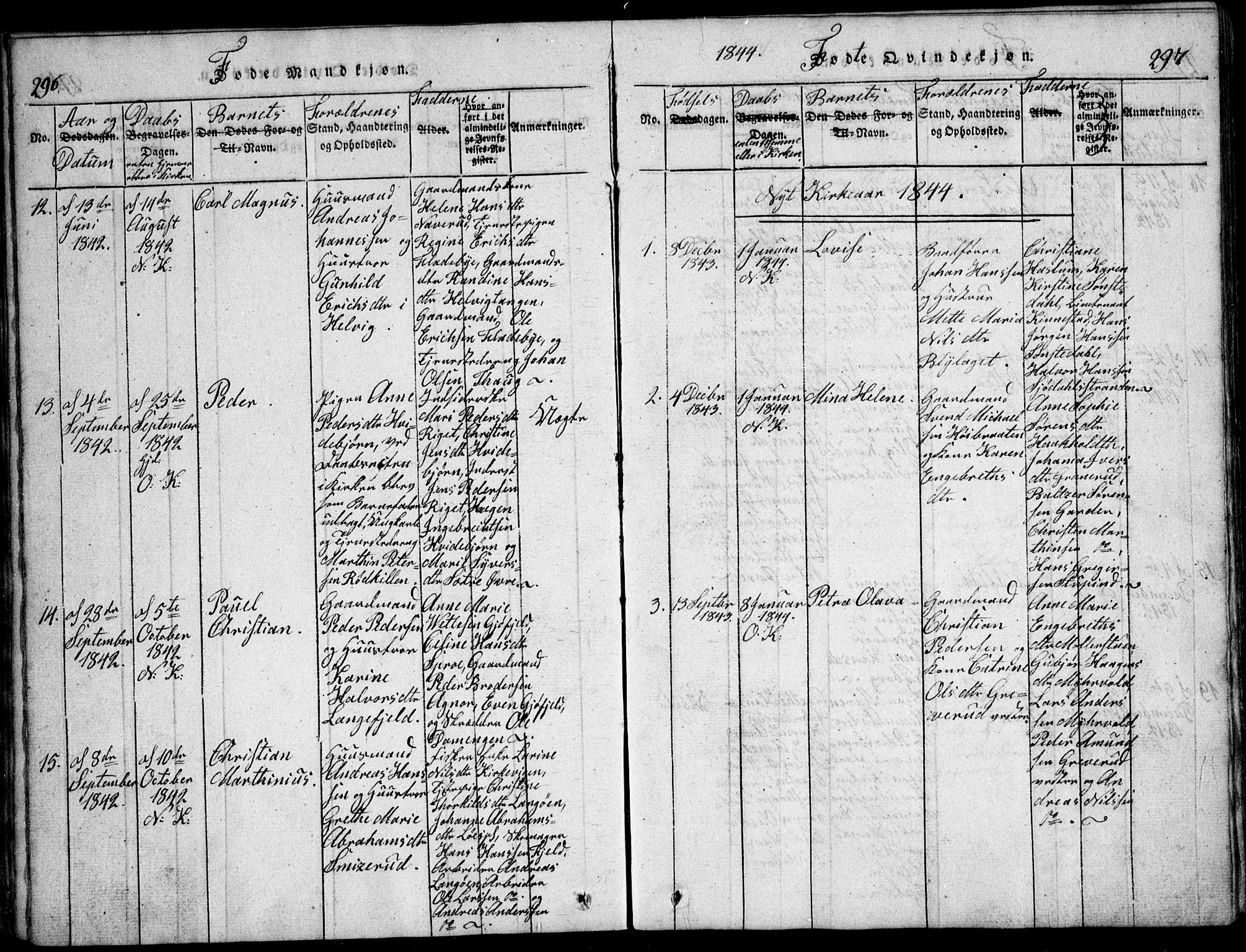 Nesodden prestekontor Kirkebøker, SAO/A-10013/G/Ga/L0001: Parish register (copy) no. I 1, 1814-1847, p. 296-297
