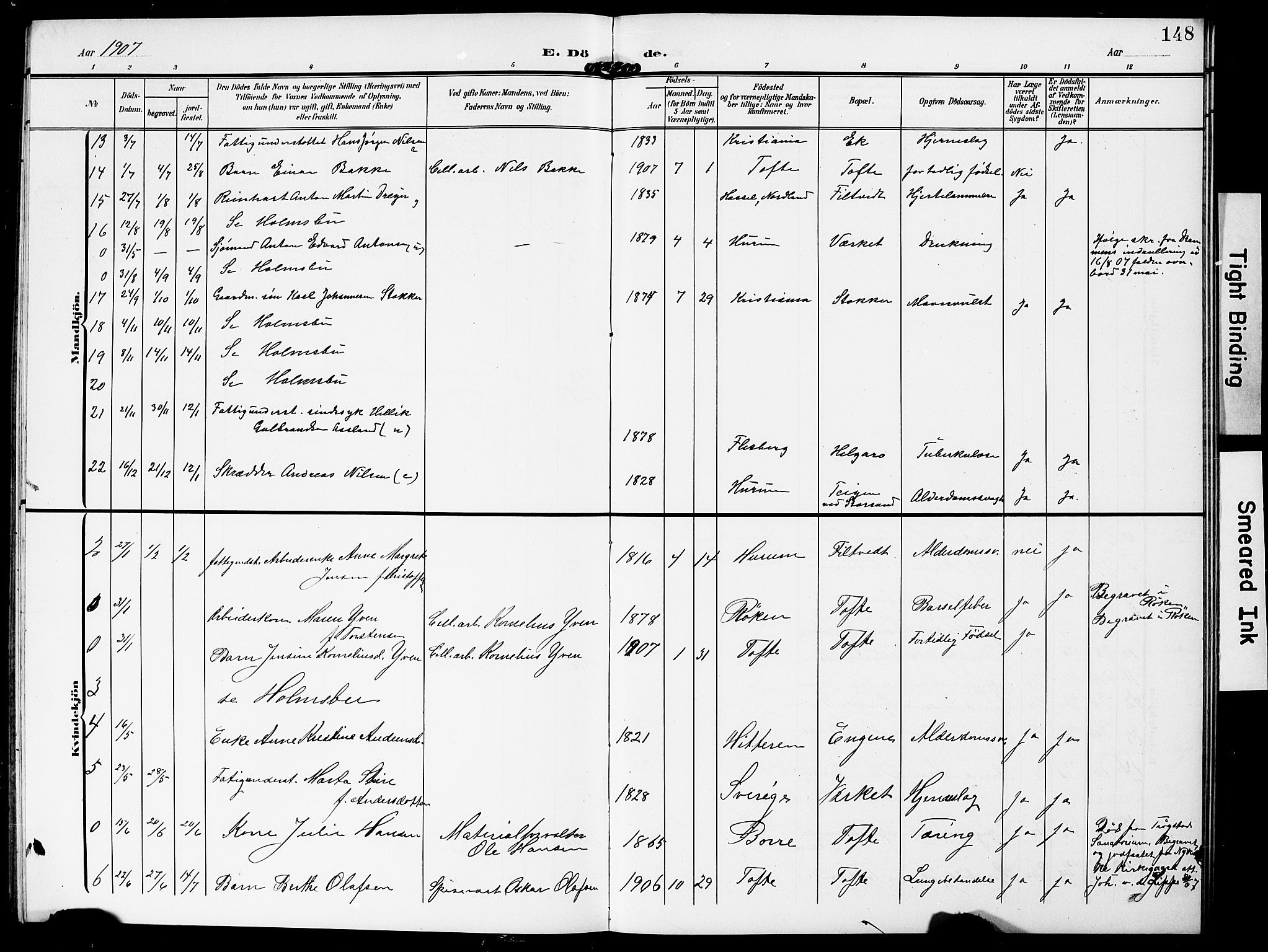 Hurum kirkebøker, AV/SAKO-A-229/G/Ga/L0004: Parish register (copy) no. I 4, 1904-1909, p. 148