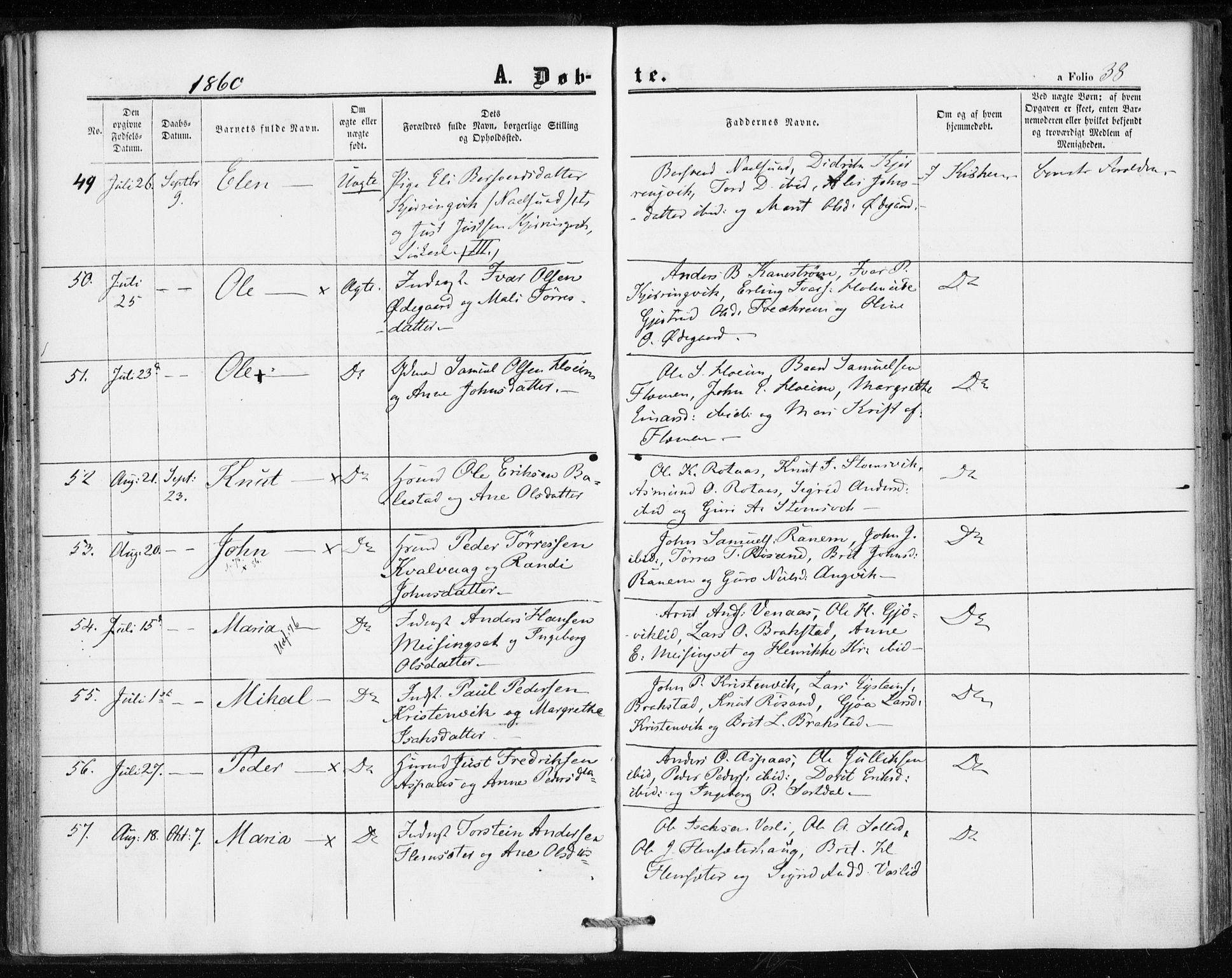 Ministerialprotokoller, klokkerbøker og fødselsregistre - Møre og Romsdal, AV/SAT-A-1454/586/L0985: Parish register (official) no. 586A11, 1857-1866, p. 38