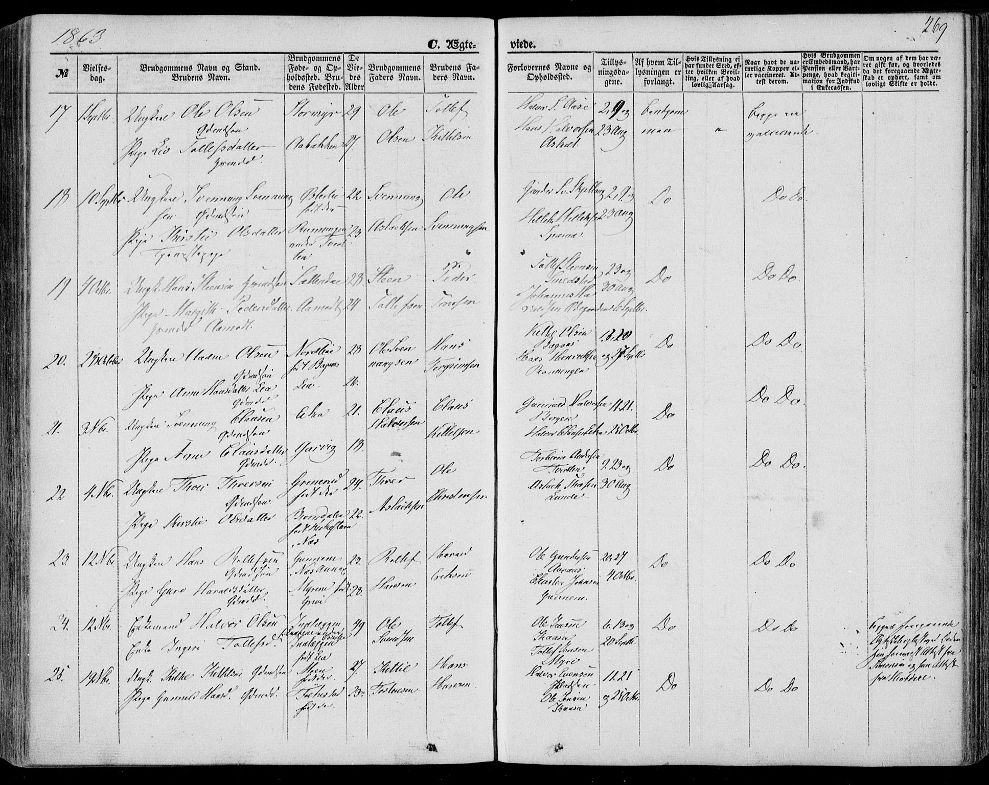 Bø kirkebøker, AV/SAKO-A-257/F/Fa/L0009: Parish register (official) no. 9, 1862-1879, p. 269