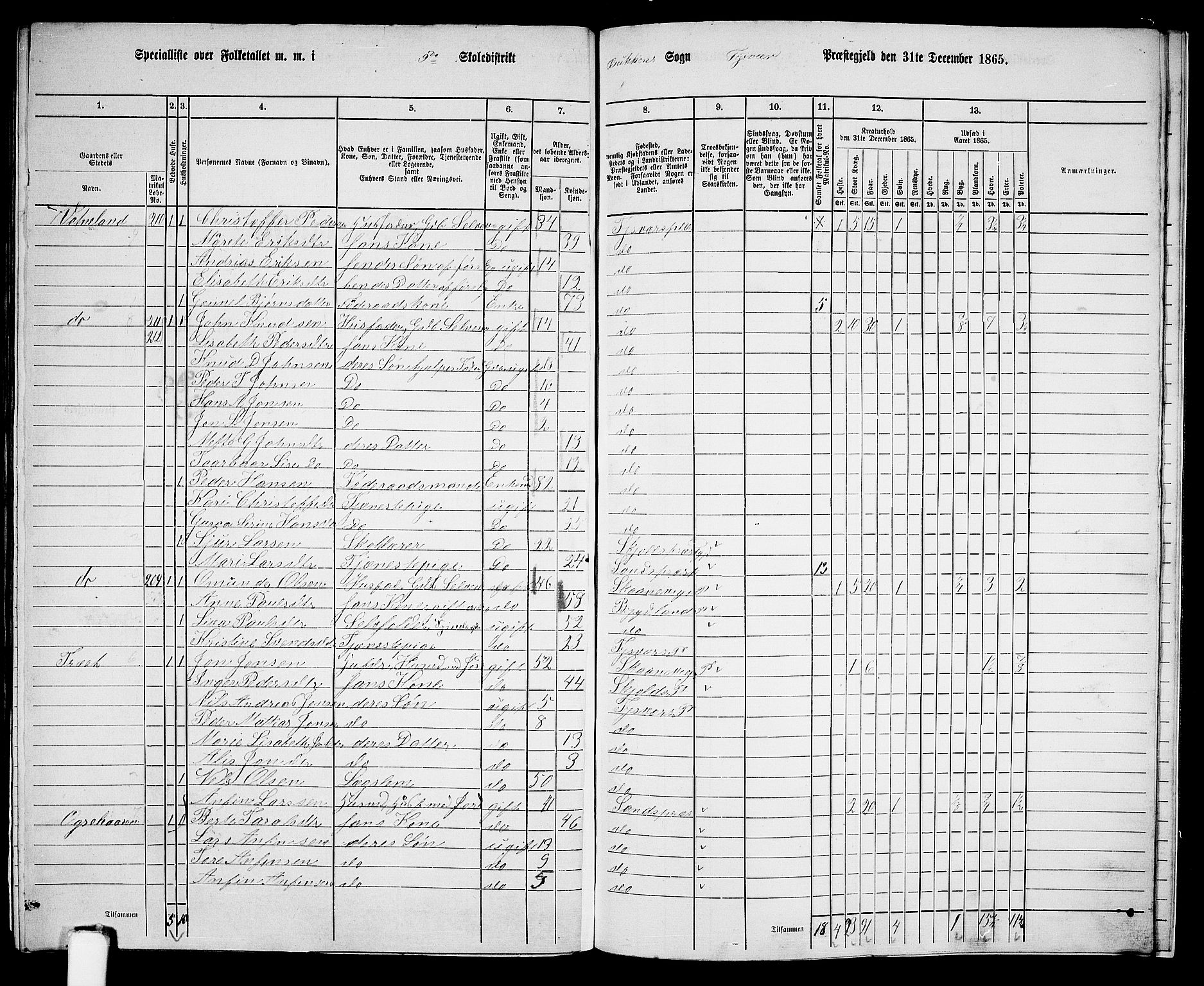 RA, 1865 census for Tysvær, 1865, p. 137